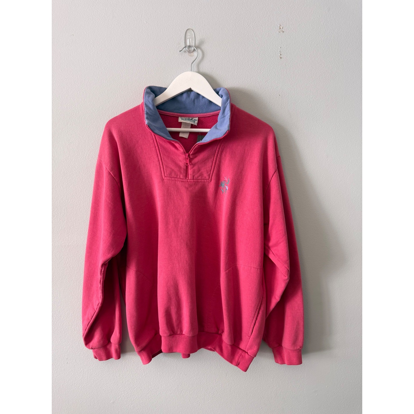 Vintage Northern Reflections Quarter Zip Sweatshirt Pink Embroidered