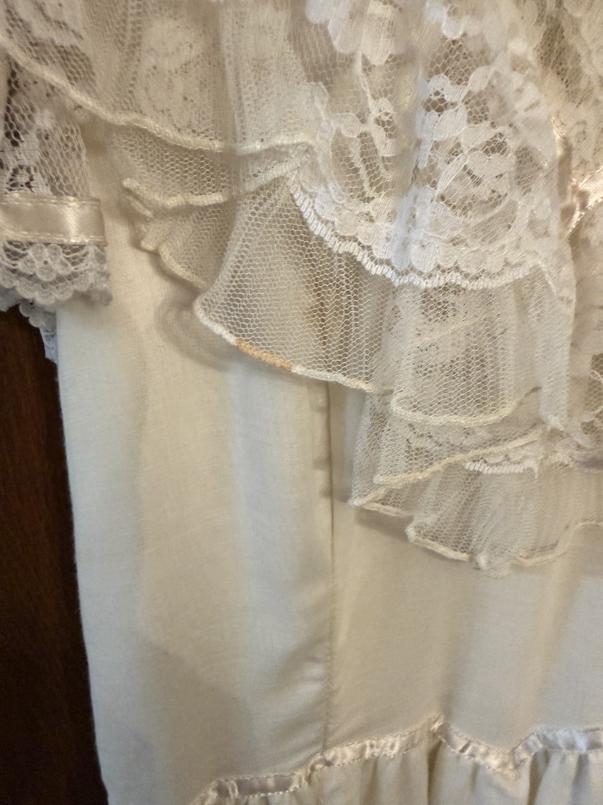 Vintage Gunne Sax by Jessica Cream Lace Maxi Dress Ruffle Prairie 1970s