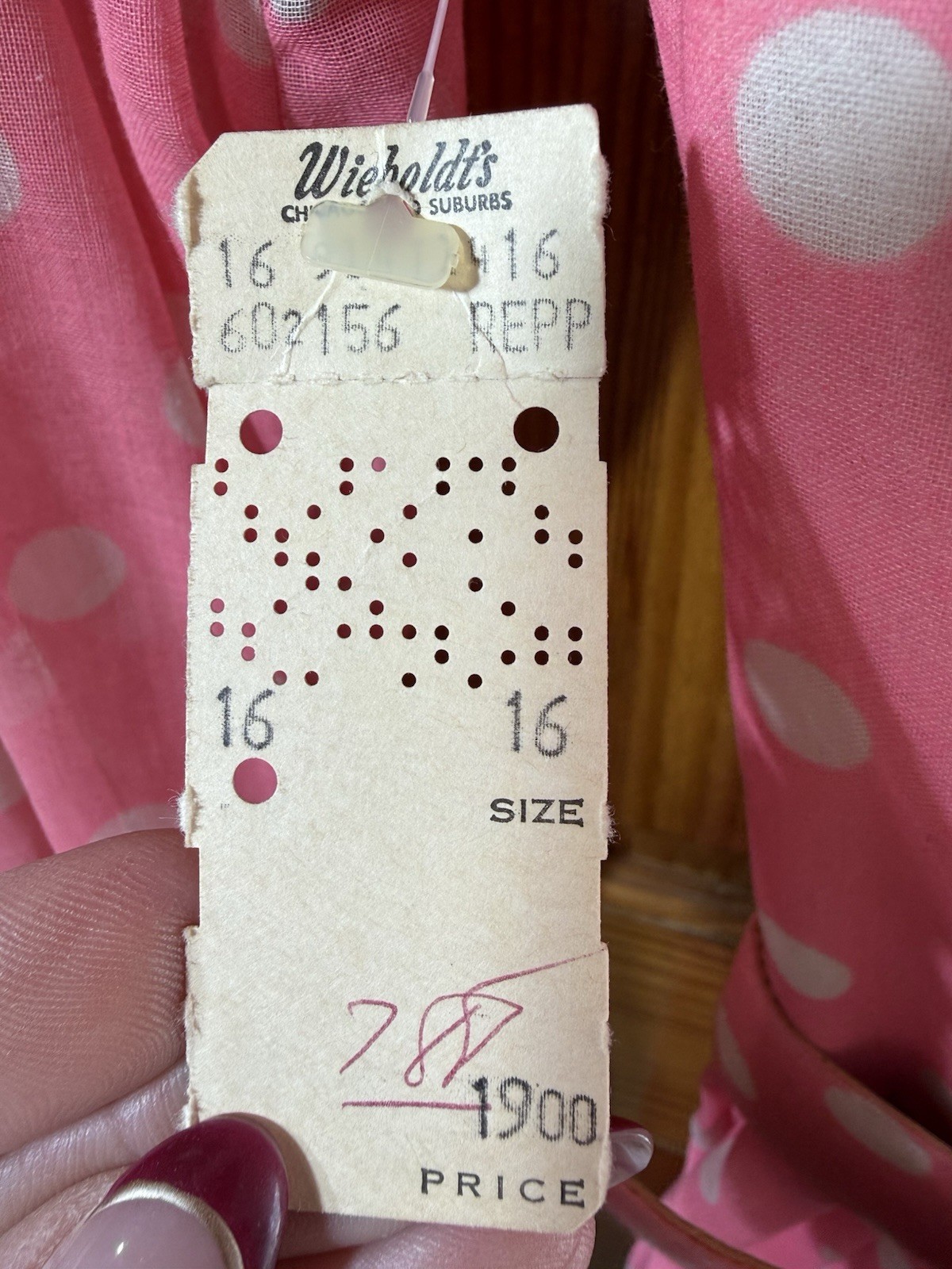 Vtg Secretary Ruffle Dress Gallant of California Pink Polka Dot Belted NWT Sz 16