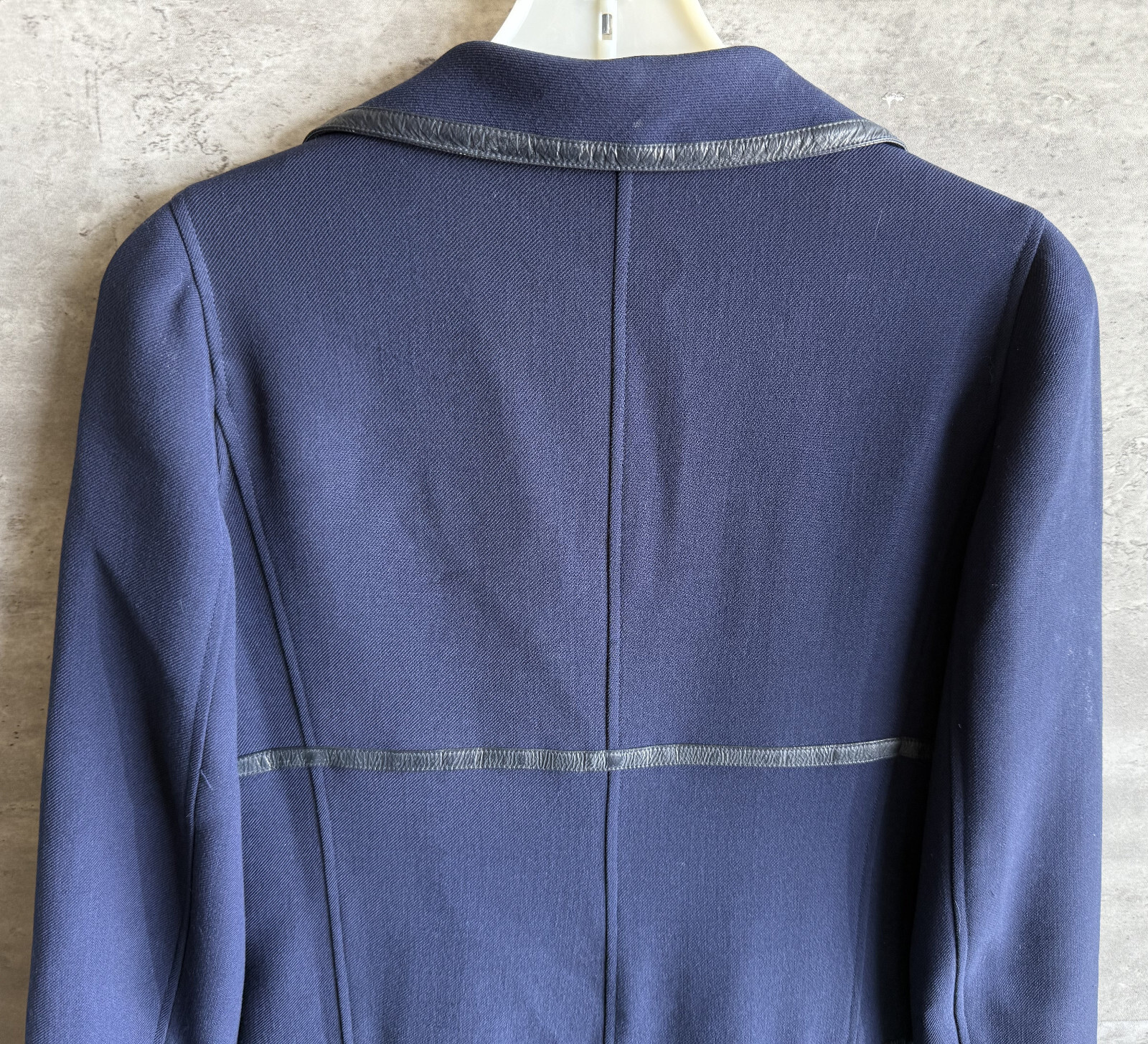 Vintage 1970s Courreges Paris Navy Blue Wool Blend Double-Breasted Coat Size 0