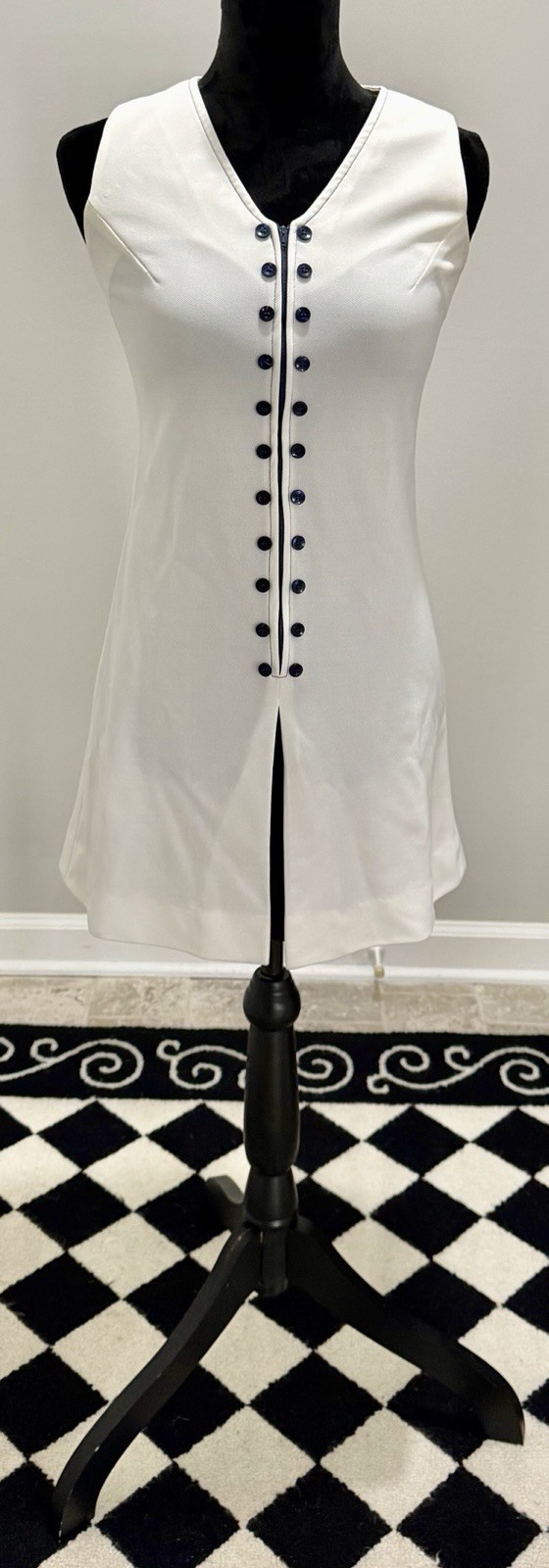 2 Vintage 1970s Women’s Navy & White/Off White Dresses
