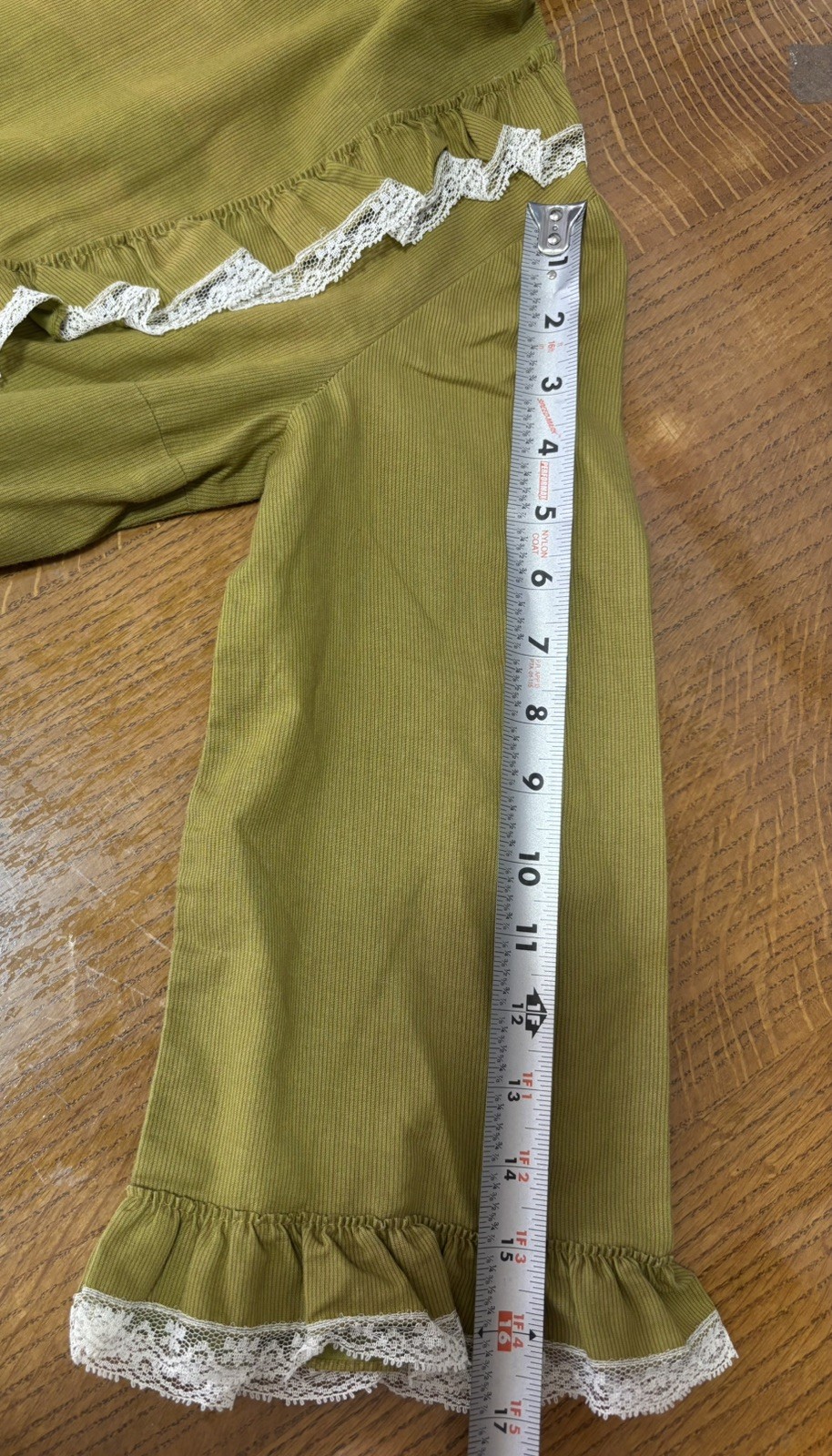 Vintage Boho Maxi Prairie Dress Olive Green Gunne Cottage Size Small/4