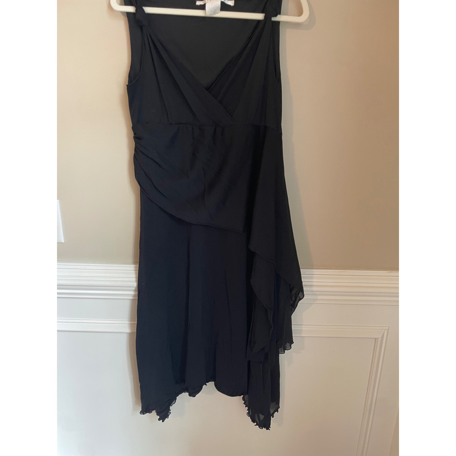 Vtg Max Studio Layered Mesh Sharkbite Lettuce Hem Dress Whimsigoth Size M