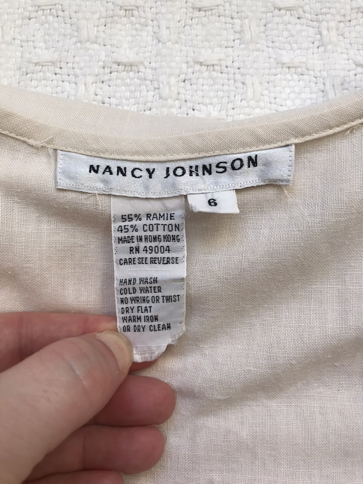 VTG Nancy Johnson Drop Waist Dress Natural Ecru Crochet Lace Pleated Skirt sz 6