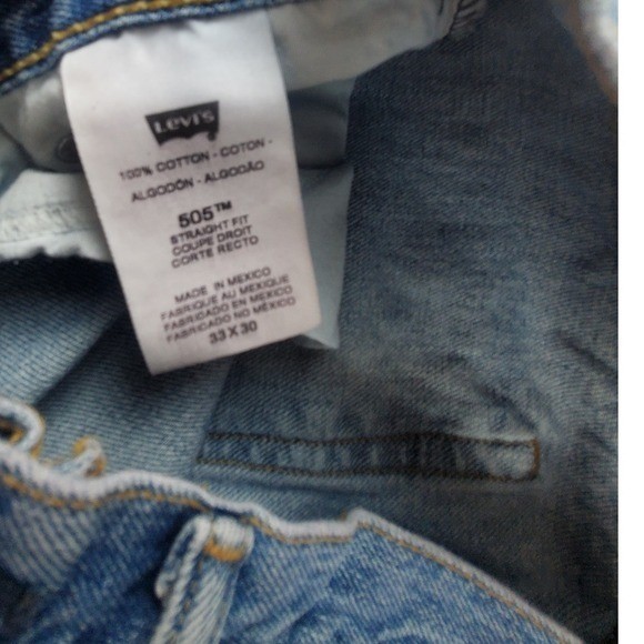 Vintage Levis 505 Cut Off Denim Jorts Medium Wash Blue Y2K Long Shorts Mens 33