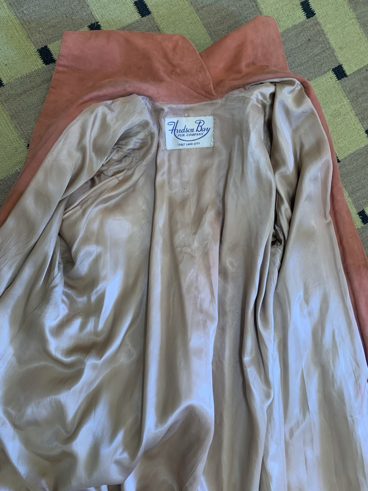 1930s 1940s RARE vintage Hudson Bay Fur Company Suede Leather CORAL Coat Jacket