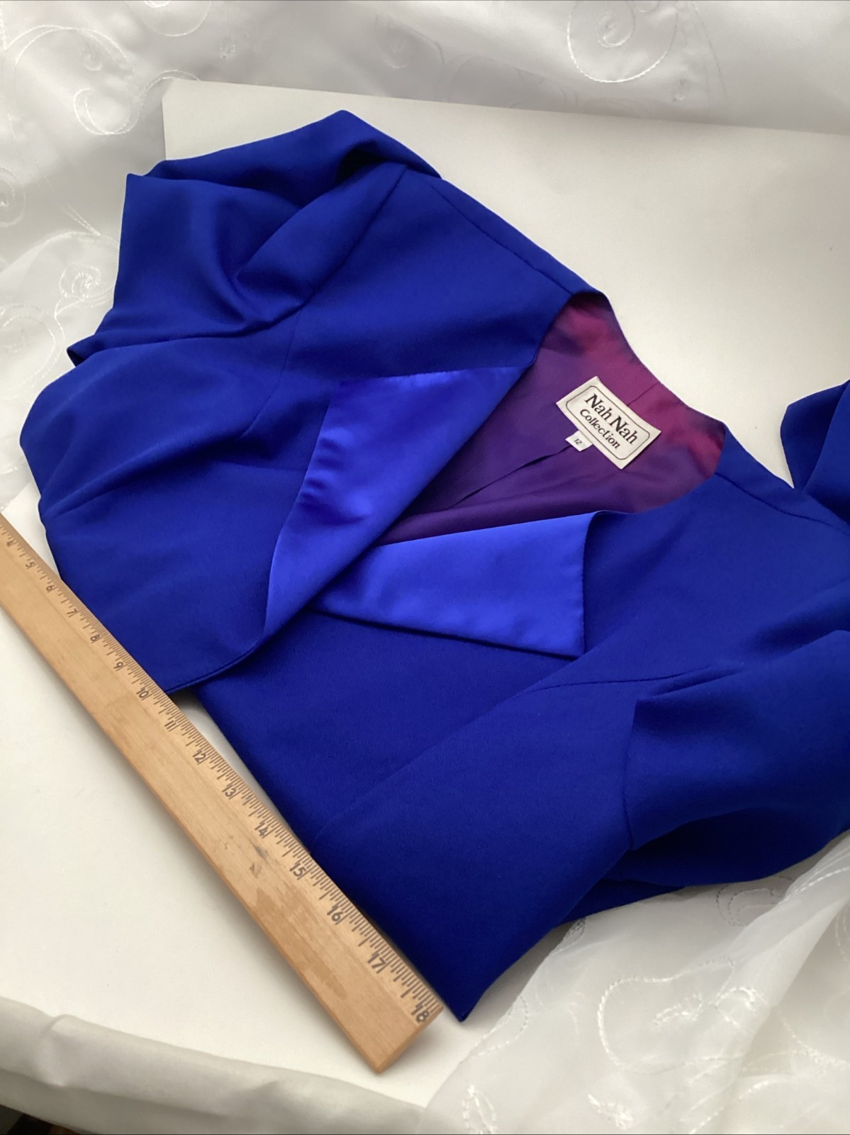 Vintage Nah Nah Collection Royal Blue Blazer Jacket 80s 90s Padded Shoulder
