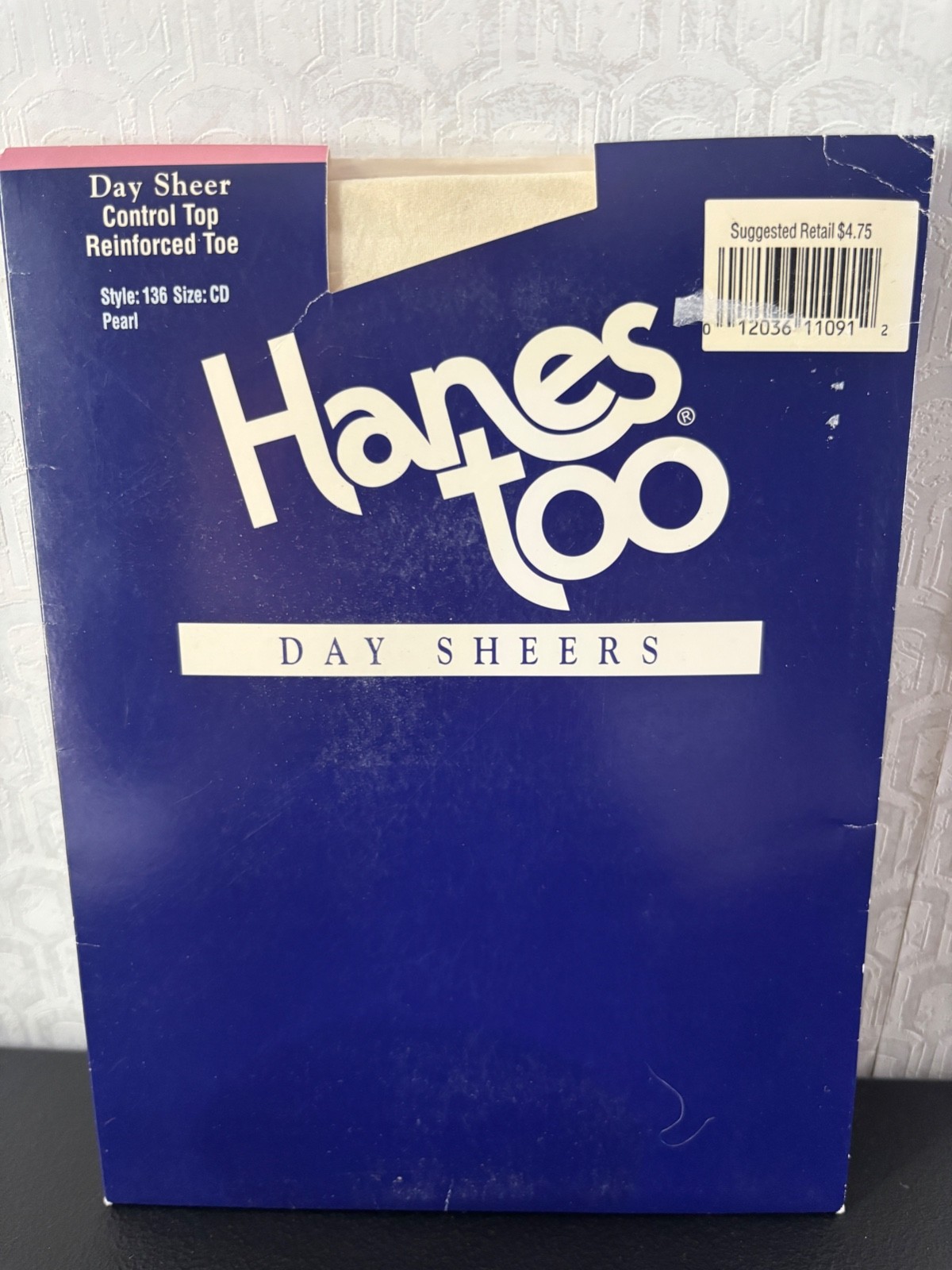 NOS VTG HANES TOO DAY SHEER CONTROL TOP PANTYHOSE PEARL REINFORCED TOE NYLONS*CD