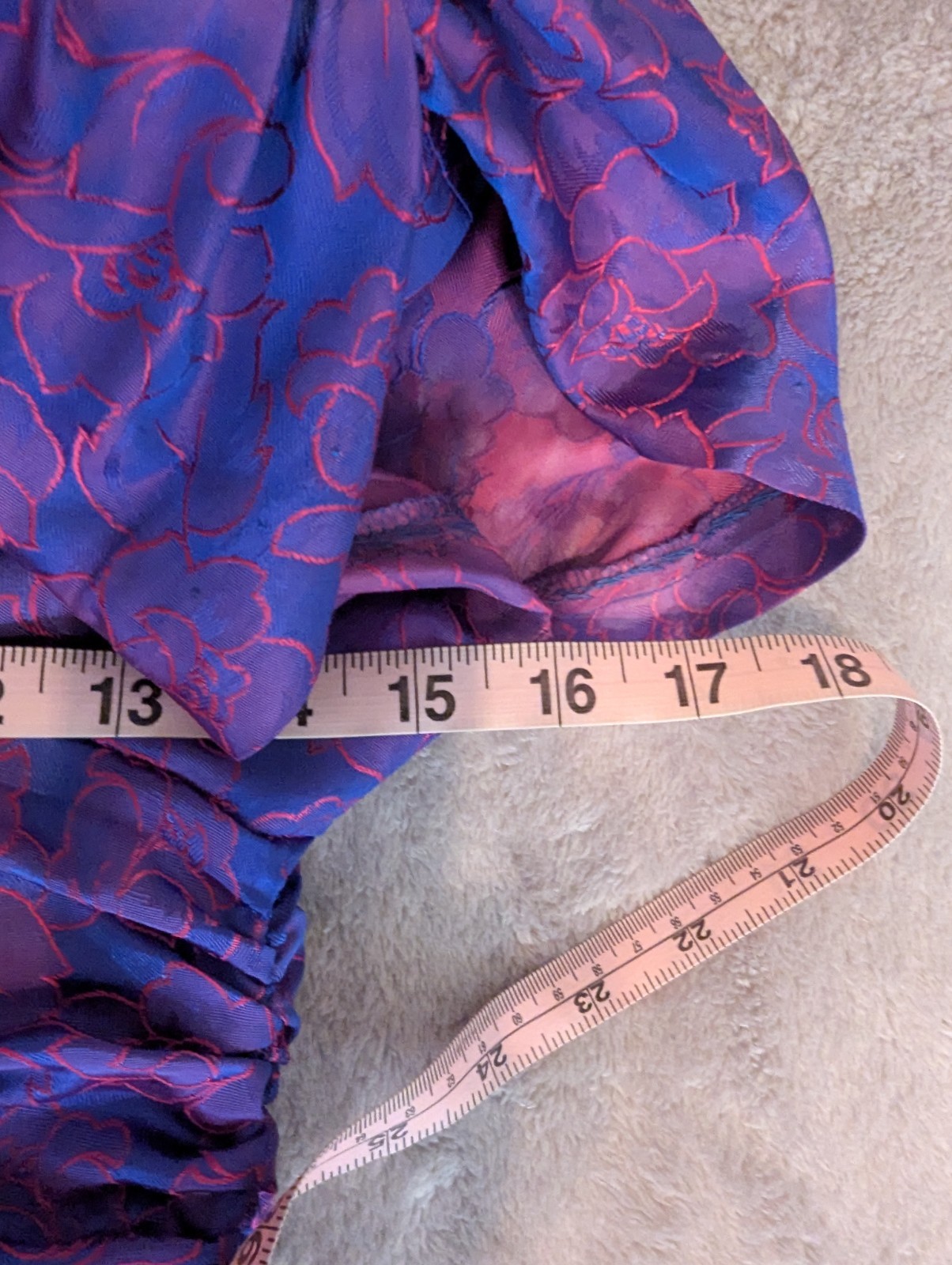 Vintage 1980s 1990s Steppin Out Pink Purple Blue Floral Brocade Dress XS Peplum