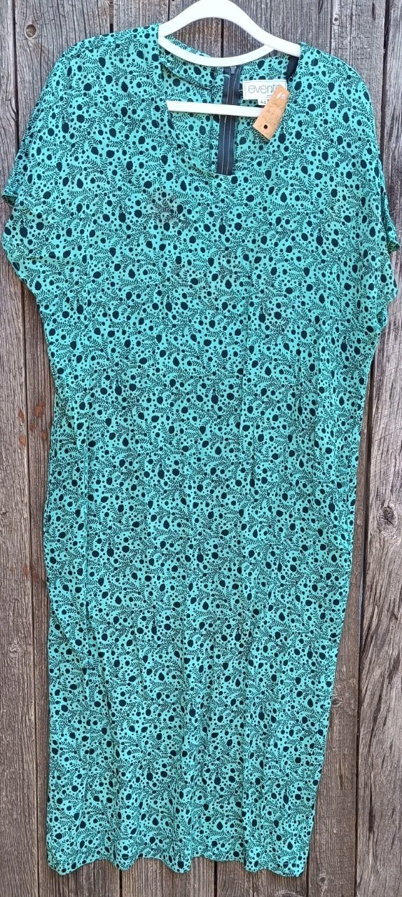 Evento Vintage Dress Womens L XL Turquoise Black Floral Pattern Italy Dress