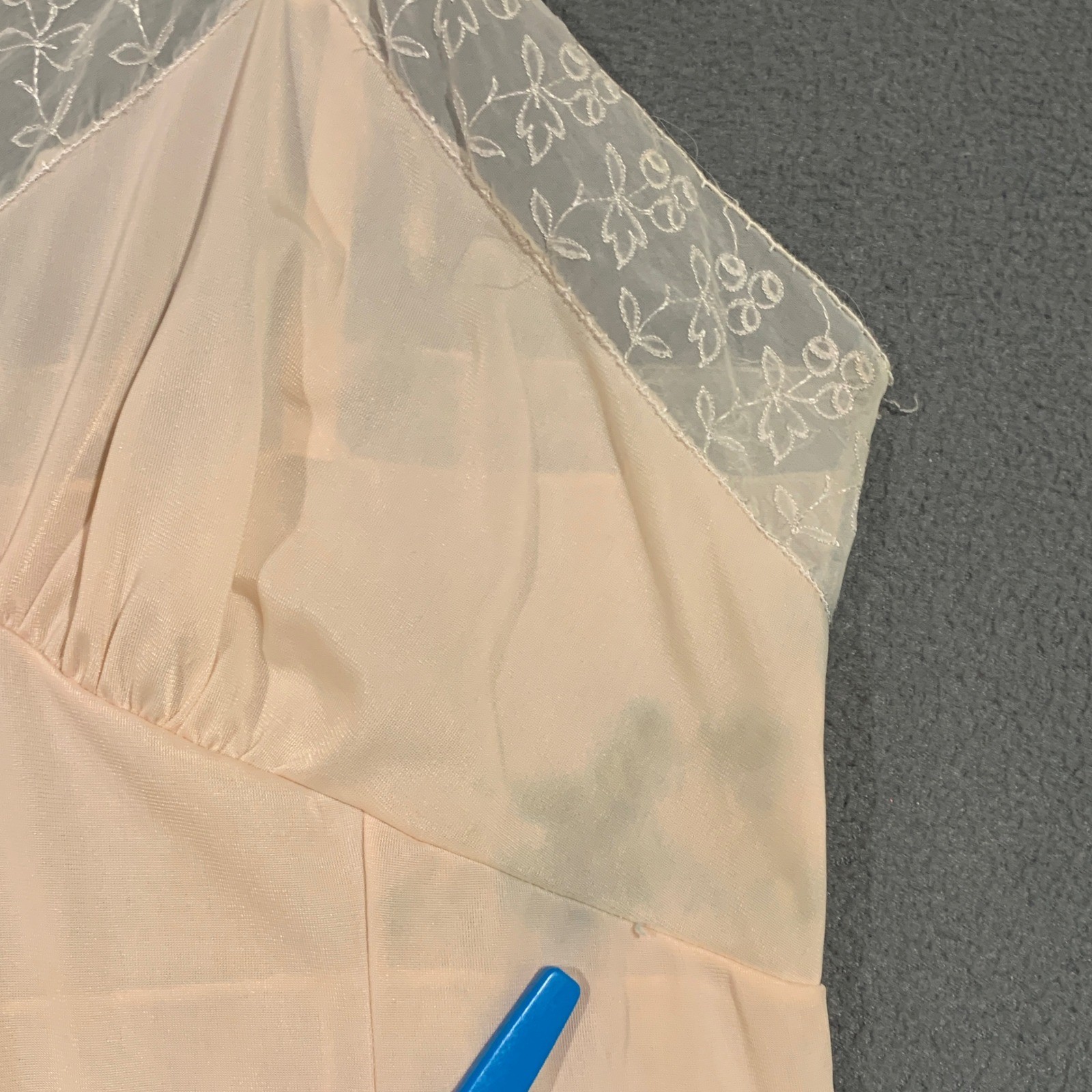 Vintage Lace Trim Full Slip Women Size M Light Pink Mini Lingerie Nightie Retro