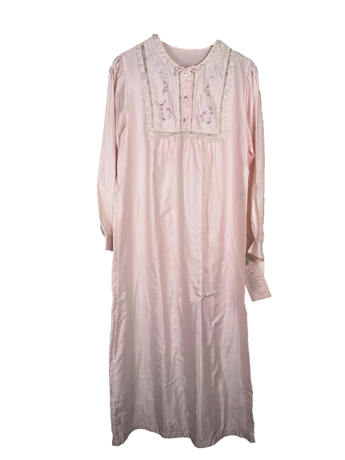 Vintage Barbizon Pink Satin Embroidered Nightgown Size M Marjorie NWT Flaws