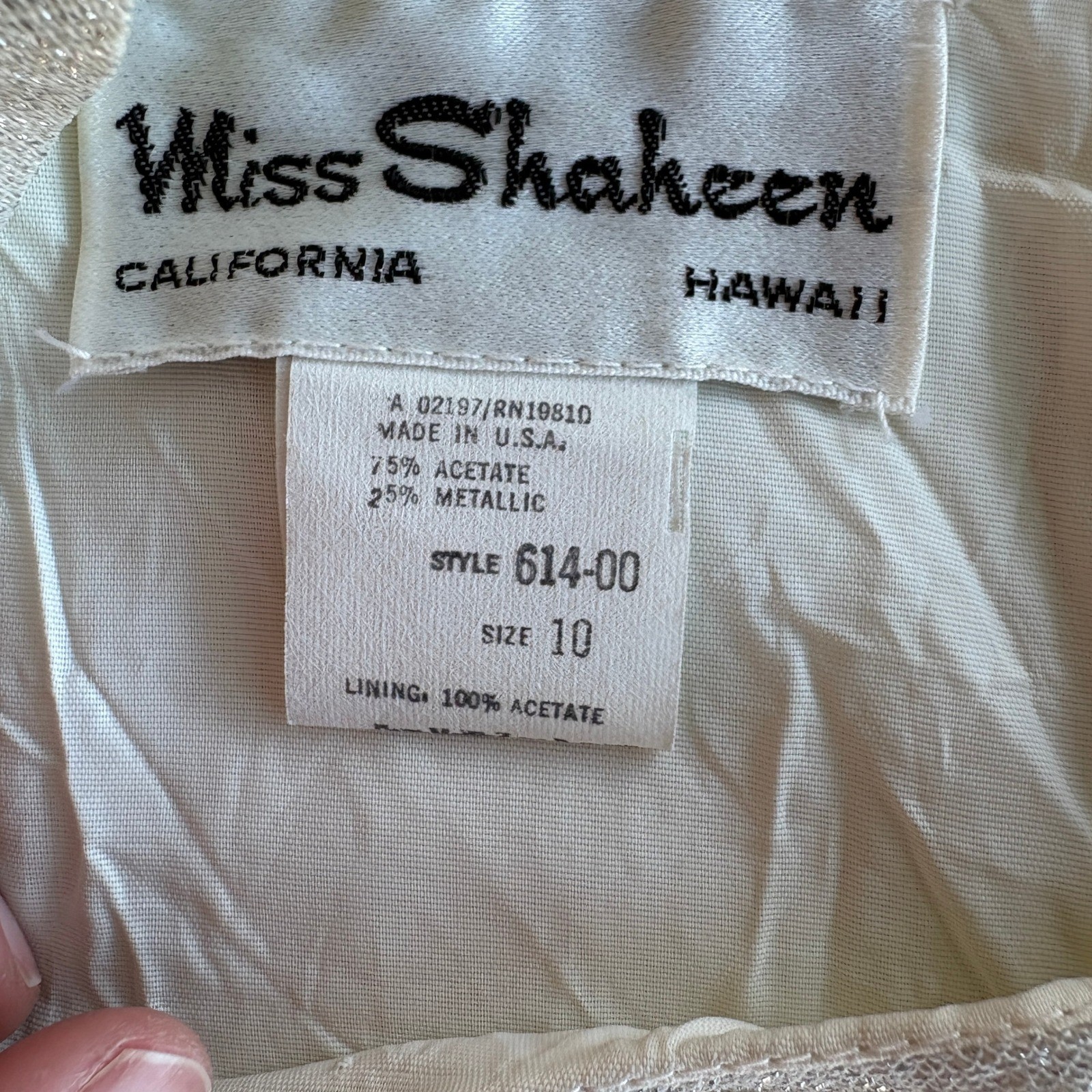 Vtg Miss Shaheen Silver Pleated Wide Leg Jumpsuit Size 10 Disco Retro