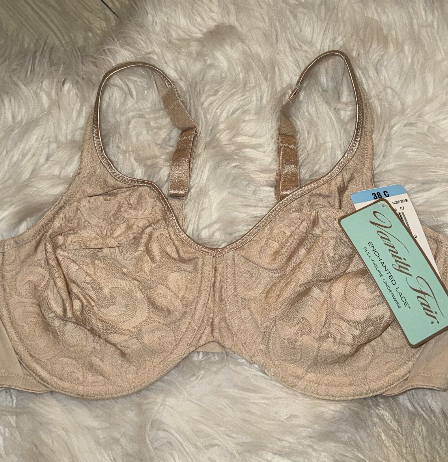 Vintage Vanity Fair 75-031 Enchanted Lace Full Unlined UW Womens 38C Beige New