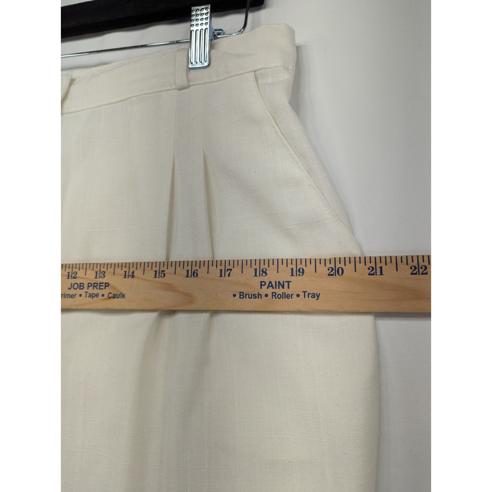 Stockton of Dallas Vintage Cream Pleated High Rise Straight Leg Trousers Size 18