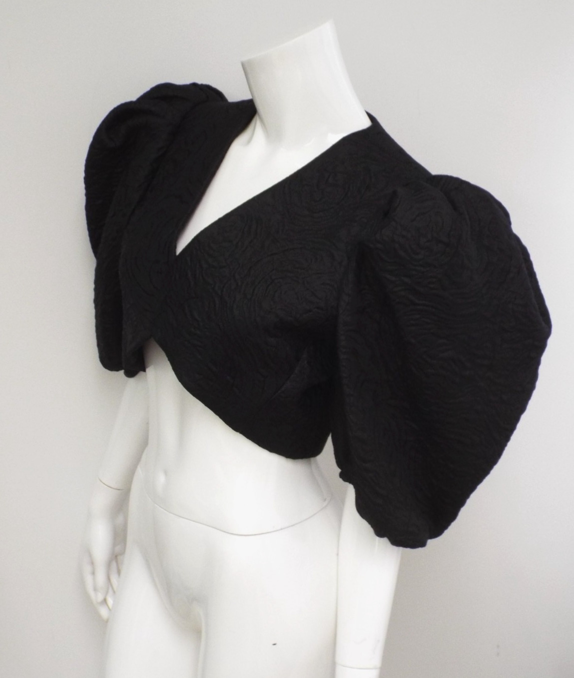 VTG 1980s Yves Saint Laurent Black Puff Sleeve Bolero Jacket 42 YSL Rive Gauche