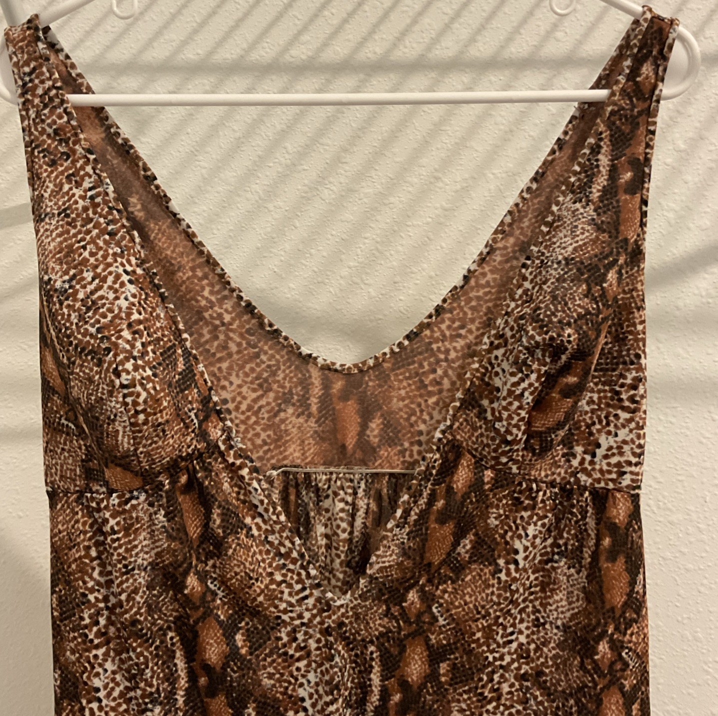 Vintage Sears Animal Print Maxi Dress Low Cut Empire Waist Size 34