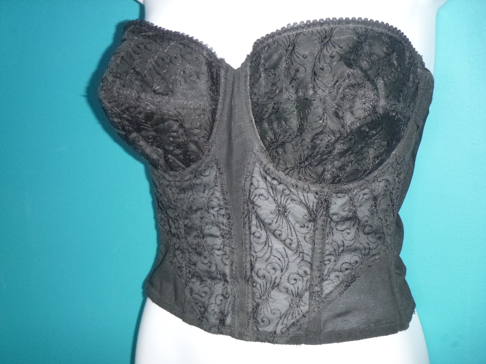 Vtg 50s 60s Playtex Living Longline Strapless Bra Black Sz 34C