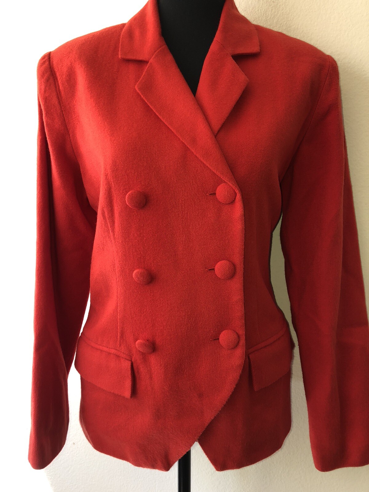 Vintage ’90s Red Double Breasted Military Style Blazer/Jacket Boutique Europa 6