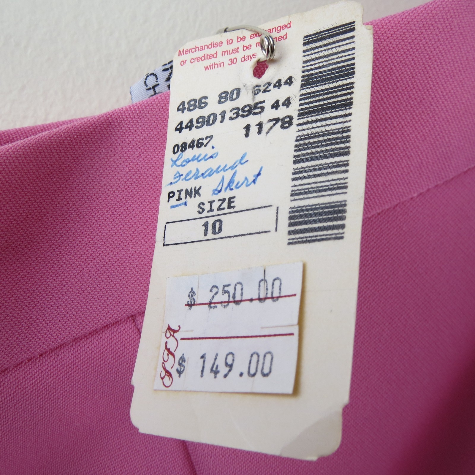 vtg. 80s Louis Feraud Pink Skirt US 10 100% Pure New Wool Tailored Midi Germany