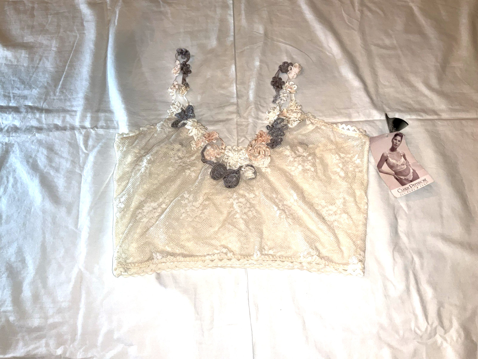 Claire Pettibone Lacy Floral Camisole Only Cream Size L New With Tags Vintage