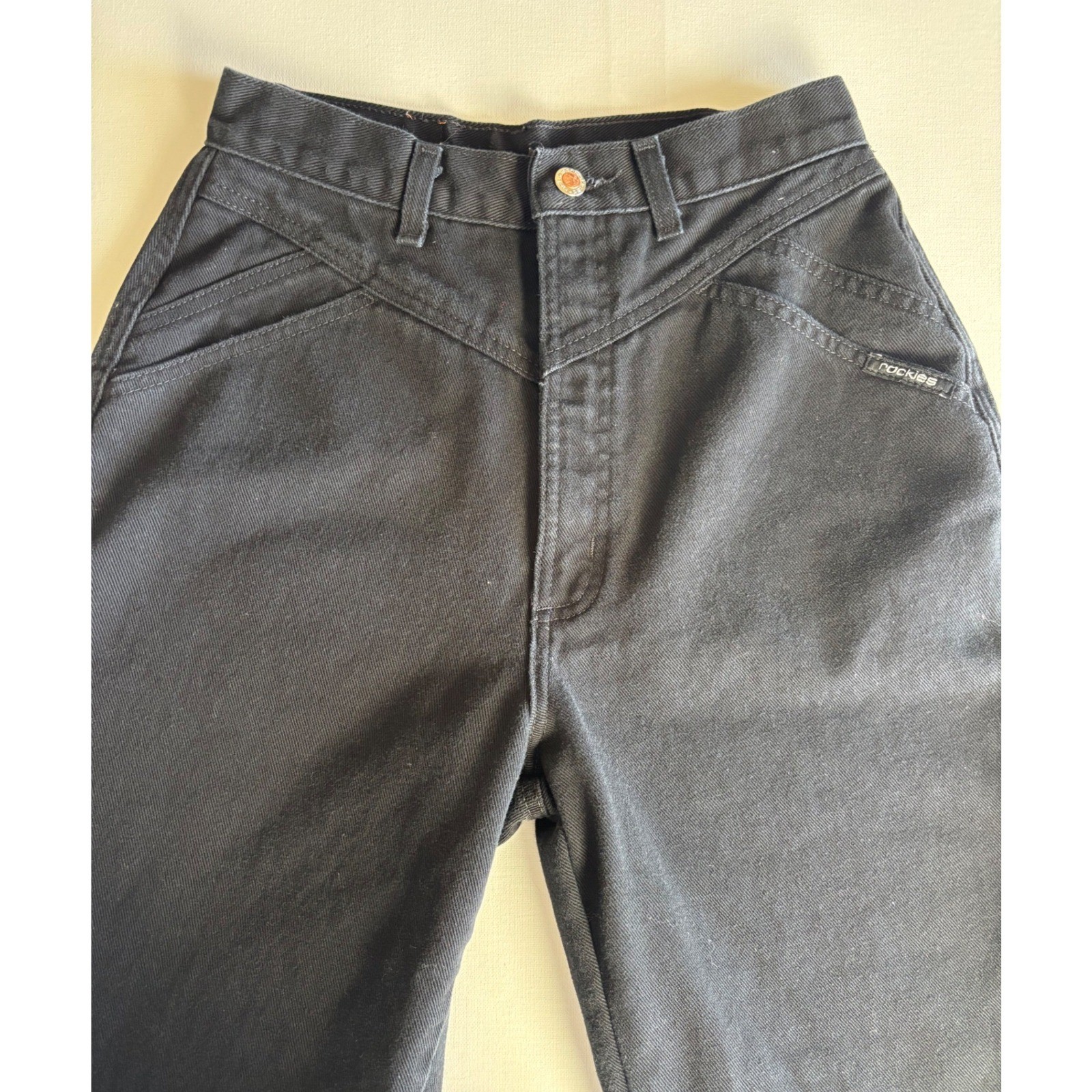 Vintage Rocky Mountain Western Jeans Black Yoke Front USA Made Womens 9/10 26×32