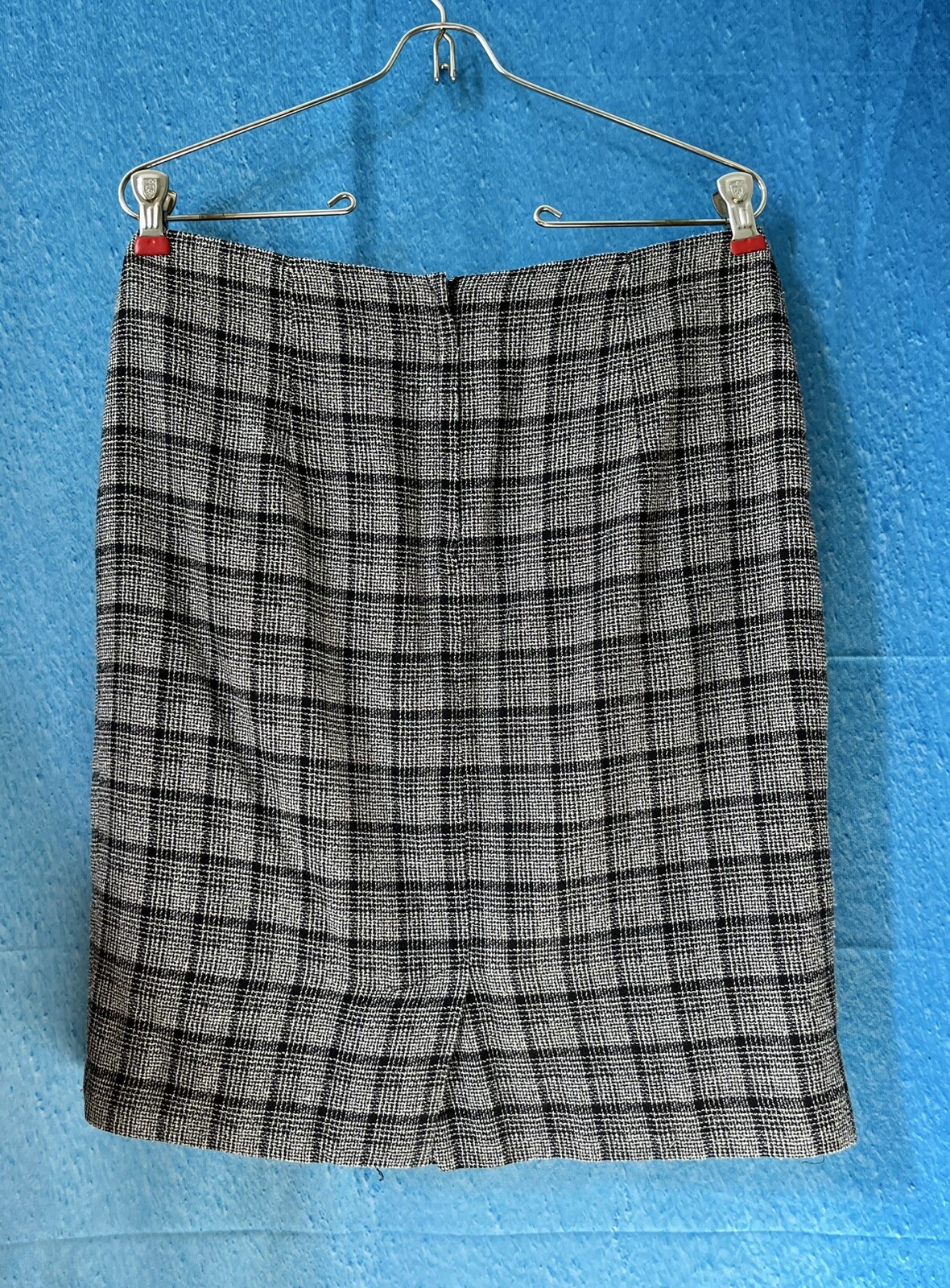 JON-MICHEL Women’s Vintage Black Gray Wrap Skirt Plaid Tweed Lined Size Small