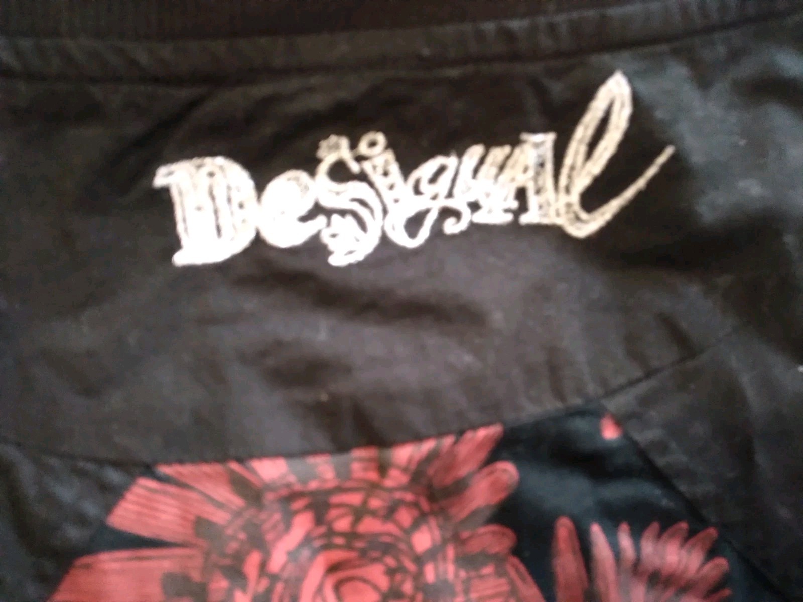 Vintage Desigual Dress Black Red Cotton Ruffle Hem Gothic Art Graffiti India