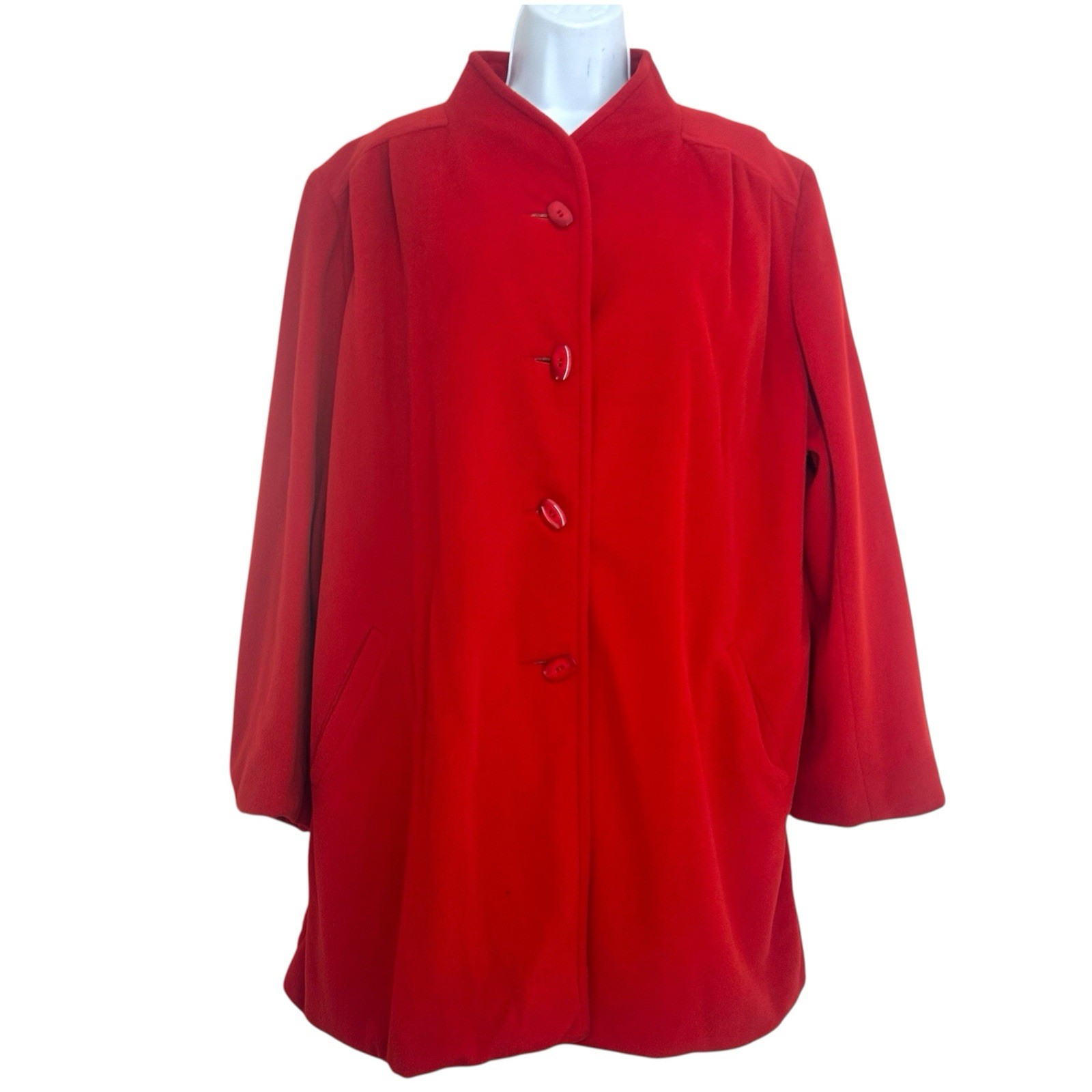 Vintage 70s Kashmiracle Wellington Women’s Vibrant Red Pea Coat Size L Union USA