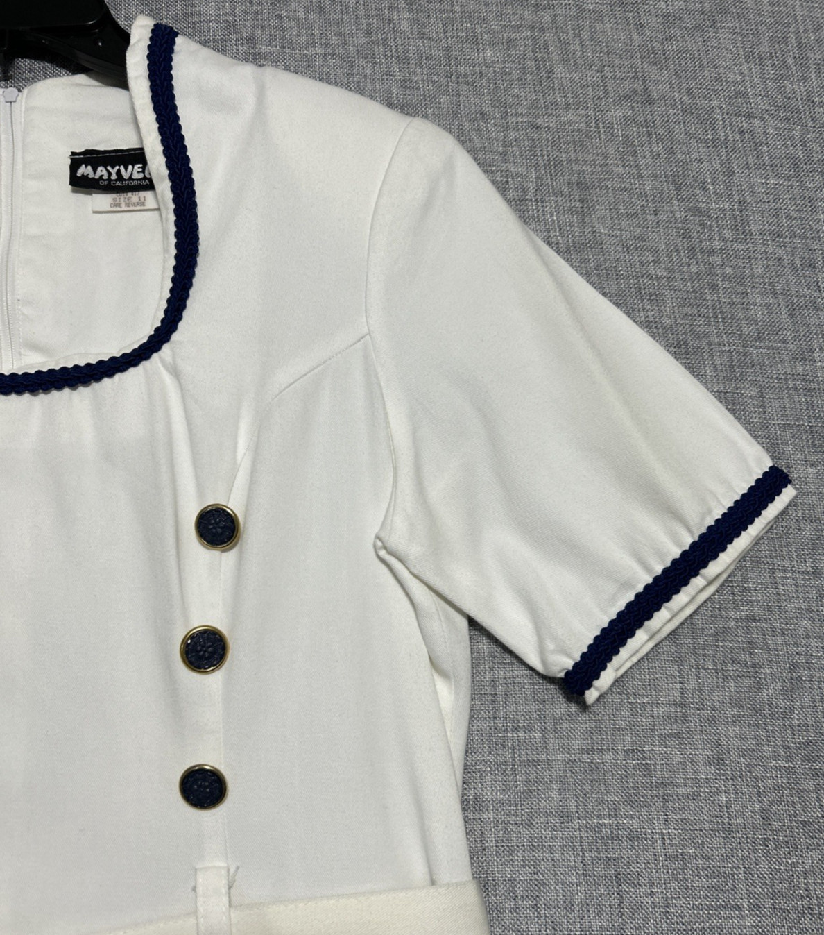 Mayvens Women’s Ivory VTG 1980s Sailor Stewardess Belted Party Dress Size 11