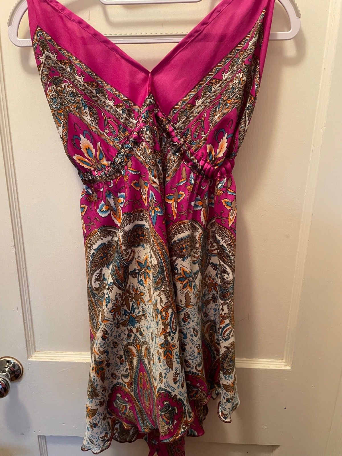 Vintage Paisley Slip Dress or Nightie, Small,100% Silk, India