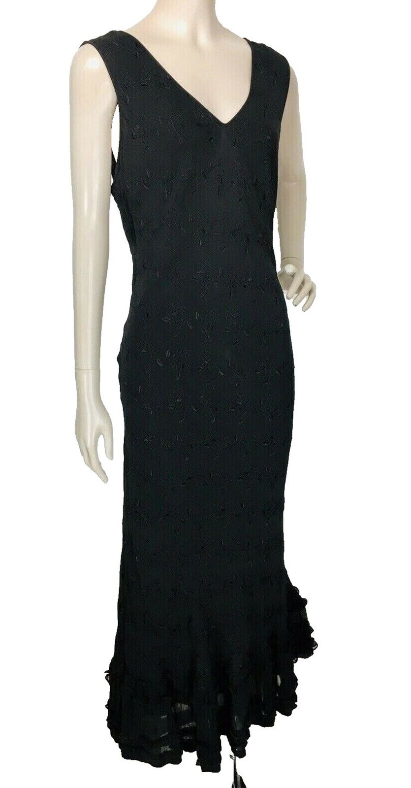 Vintage Fairygoth Embroidered Tiered Chiffon Sleeveless Ruffle Hem Dress India