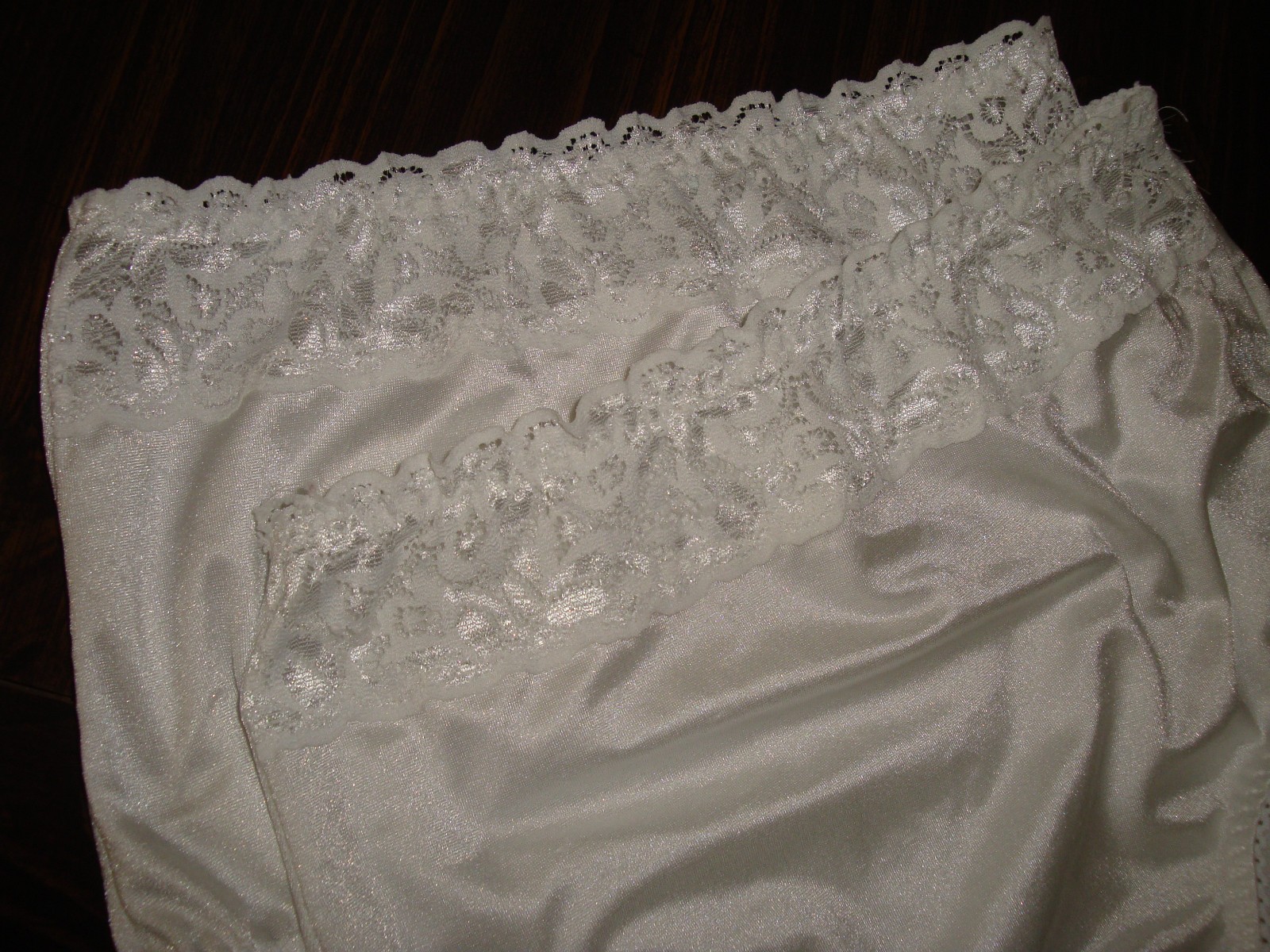 Lot of 2 Underscore M Satin & Lace Shaper Brief Panty White Vintage