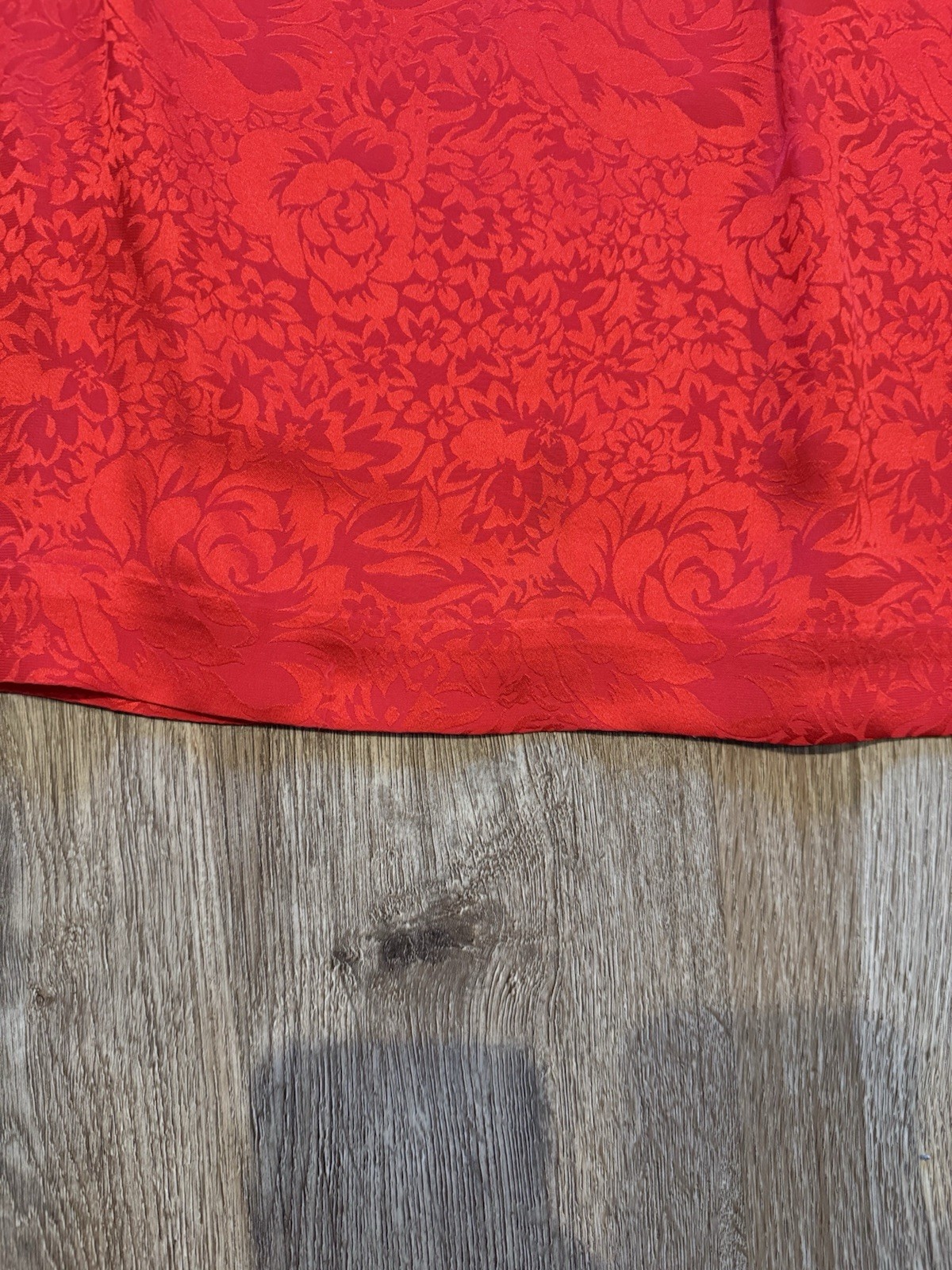 Vintage Courtenay Red Silk Jacquard Peplum Skirt Suit Set 80s 90s Romantic sz 8