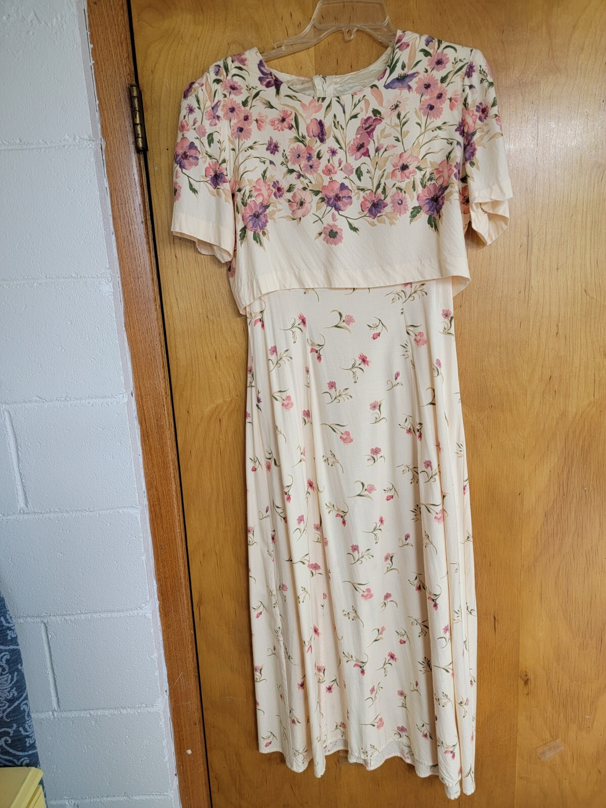 VTG 80s JEFFERY & DARA Linda Hutley Yellow Floral Dress Size 12 USA made Padded