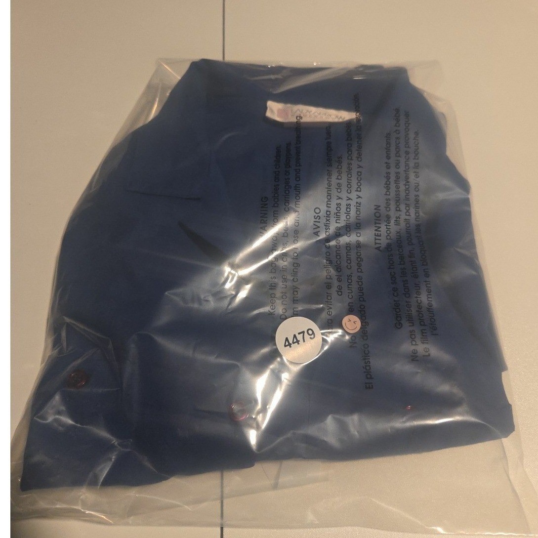 Lady Arrow Vintage Royal Blue Button Down, Woman’s Large Shirt. Notched Collar