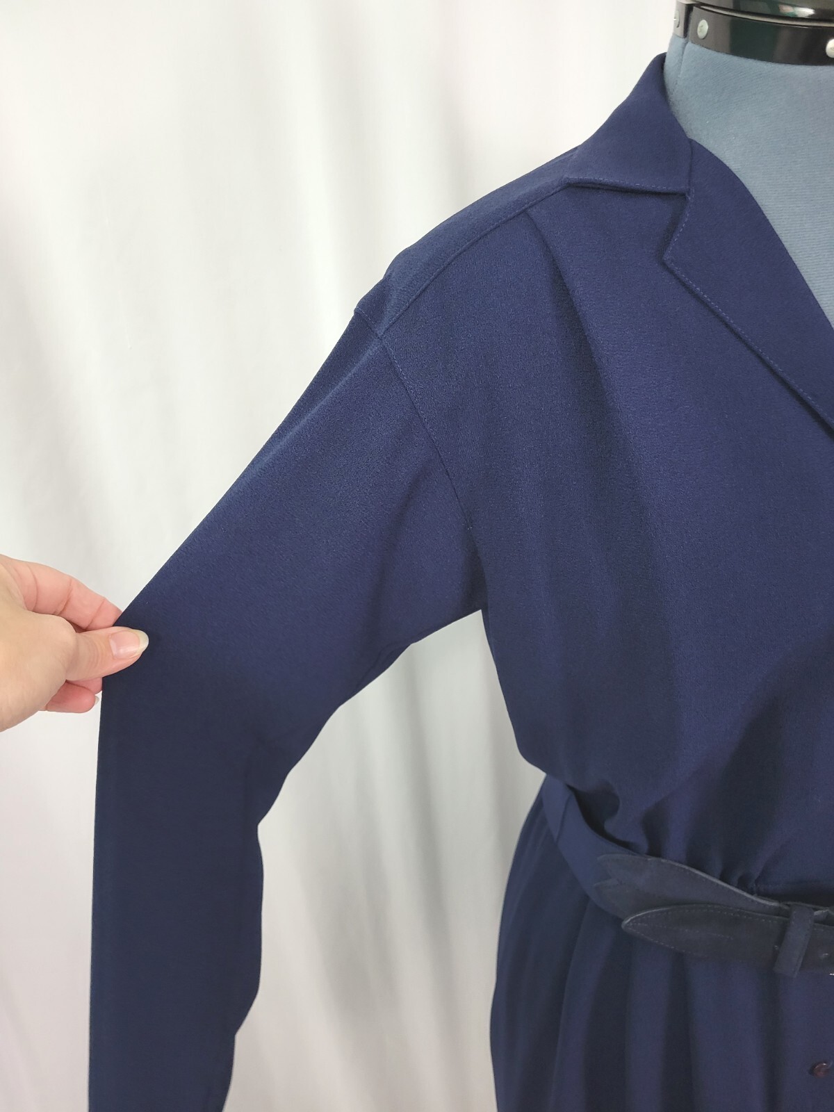 Vintage Donna Morgan for Non Stop Navy Blue Shirt Dress w Belt Size 7/8