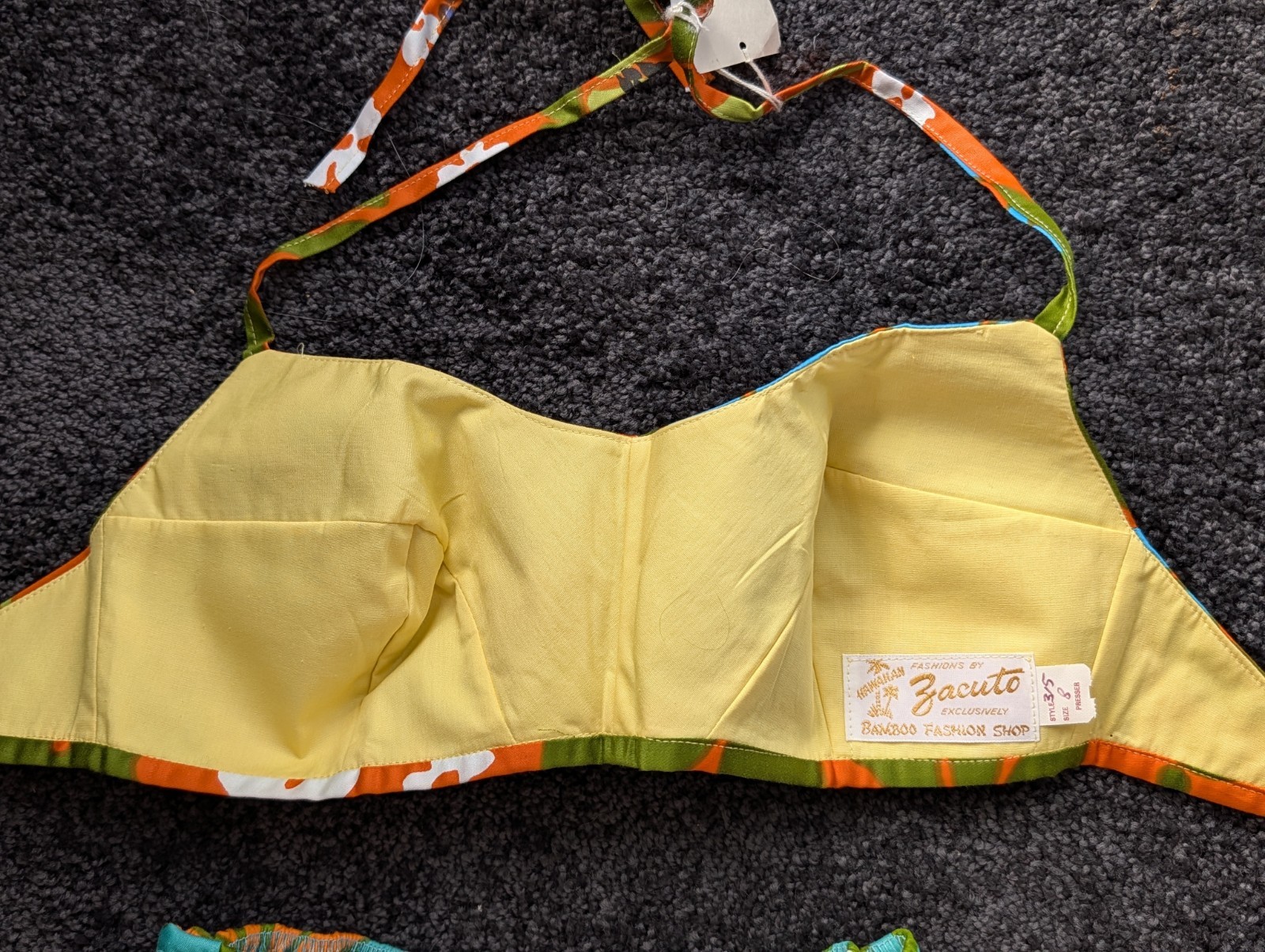 Vtg 60s Hawaiian Fashions by Zacuto Bamboo Fashion Shop Bikini NOS Exotic Print