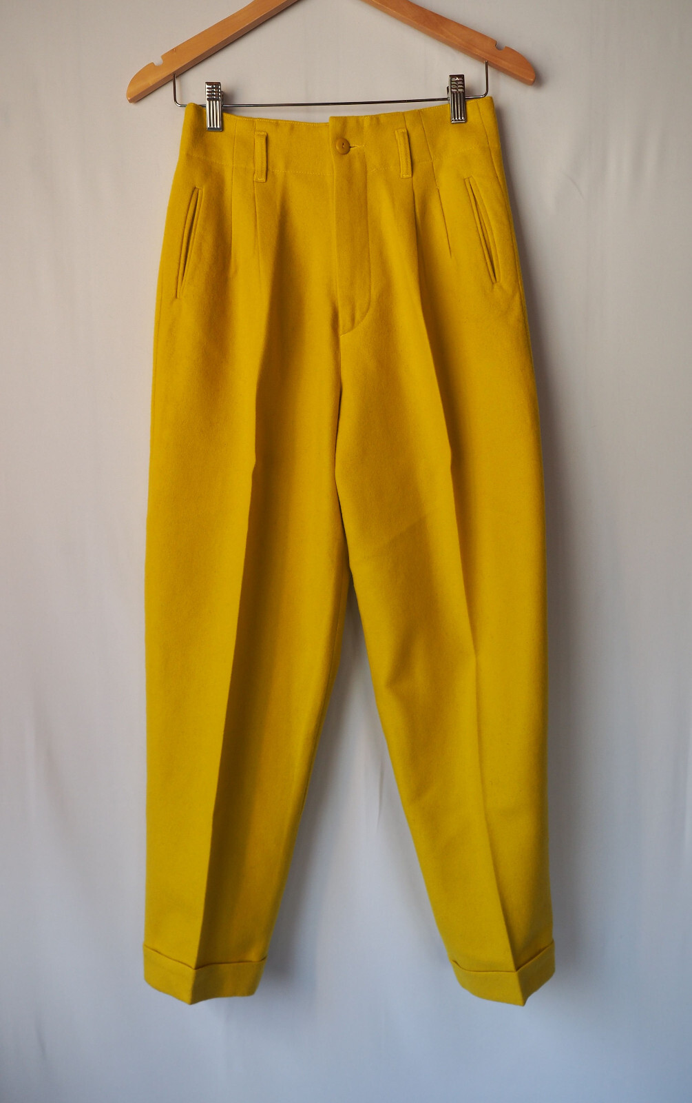 Vintage ET VOUS Made In France Wool Trouser Pants 80’s Comic Book Yellow Size 40
