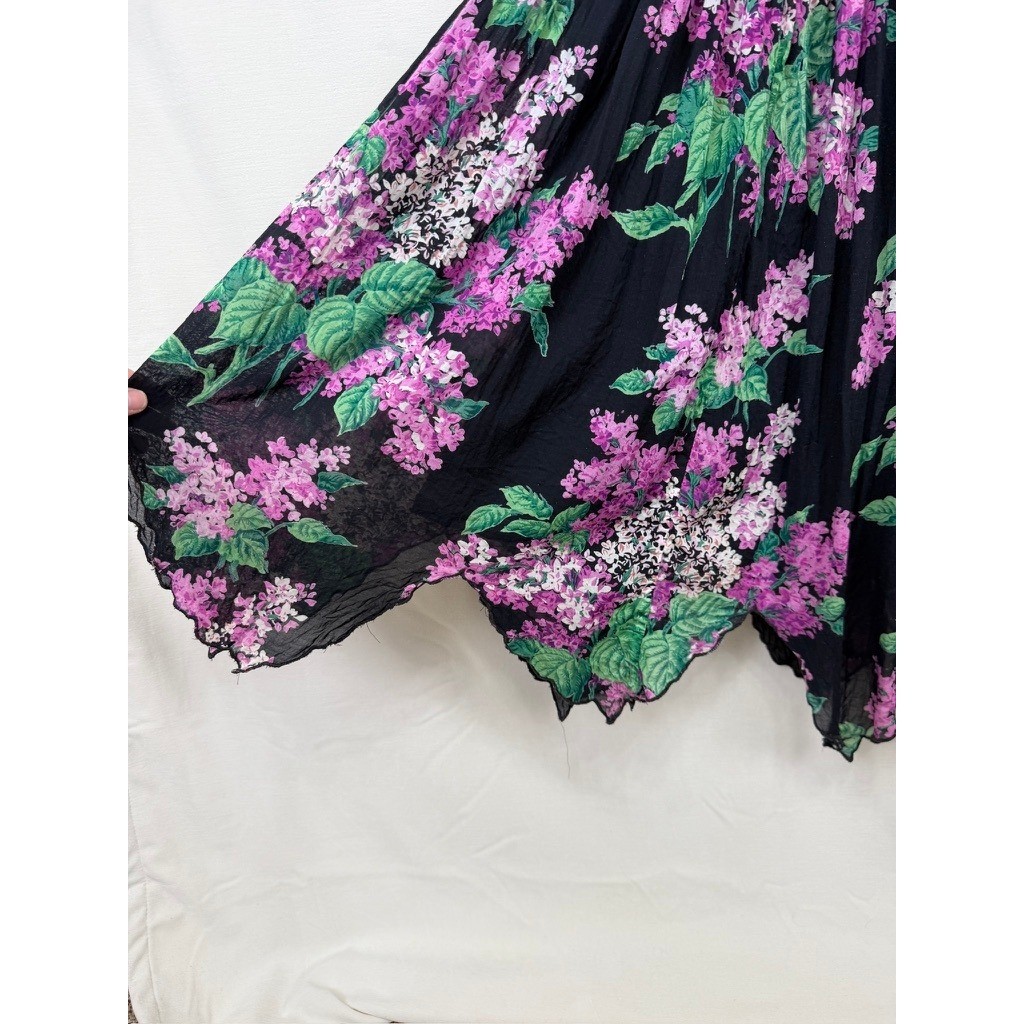 Moonglow Vintage 80s India Cotton Gauze Dress Womens L Lilac Floral Whimsigoth