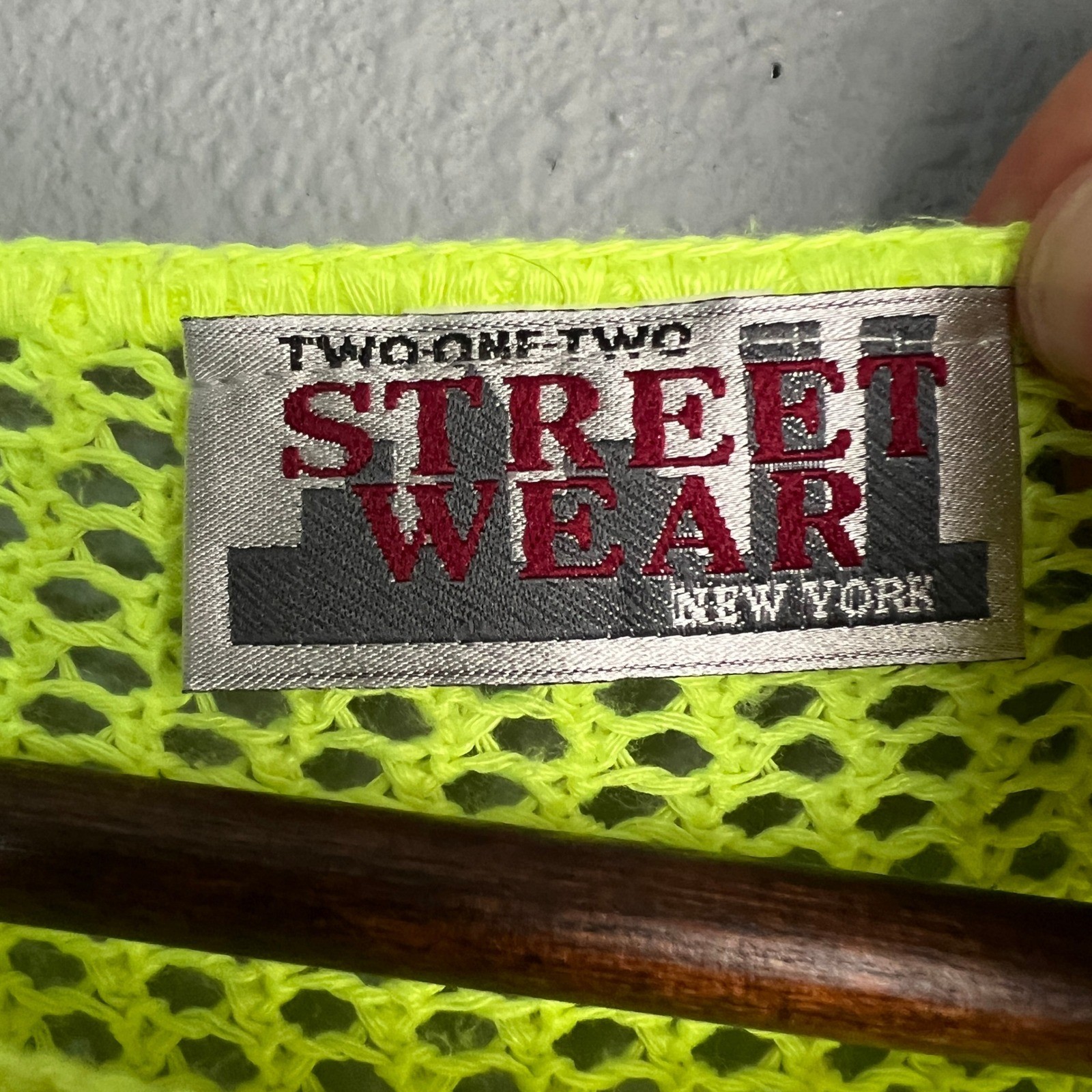 Vtg Two One Two Street Wear Arizona Y2K Neon Yellow Crochet Knit Top Valley Girl