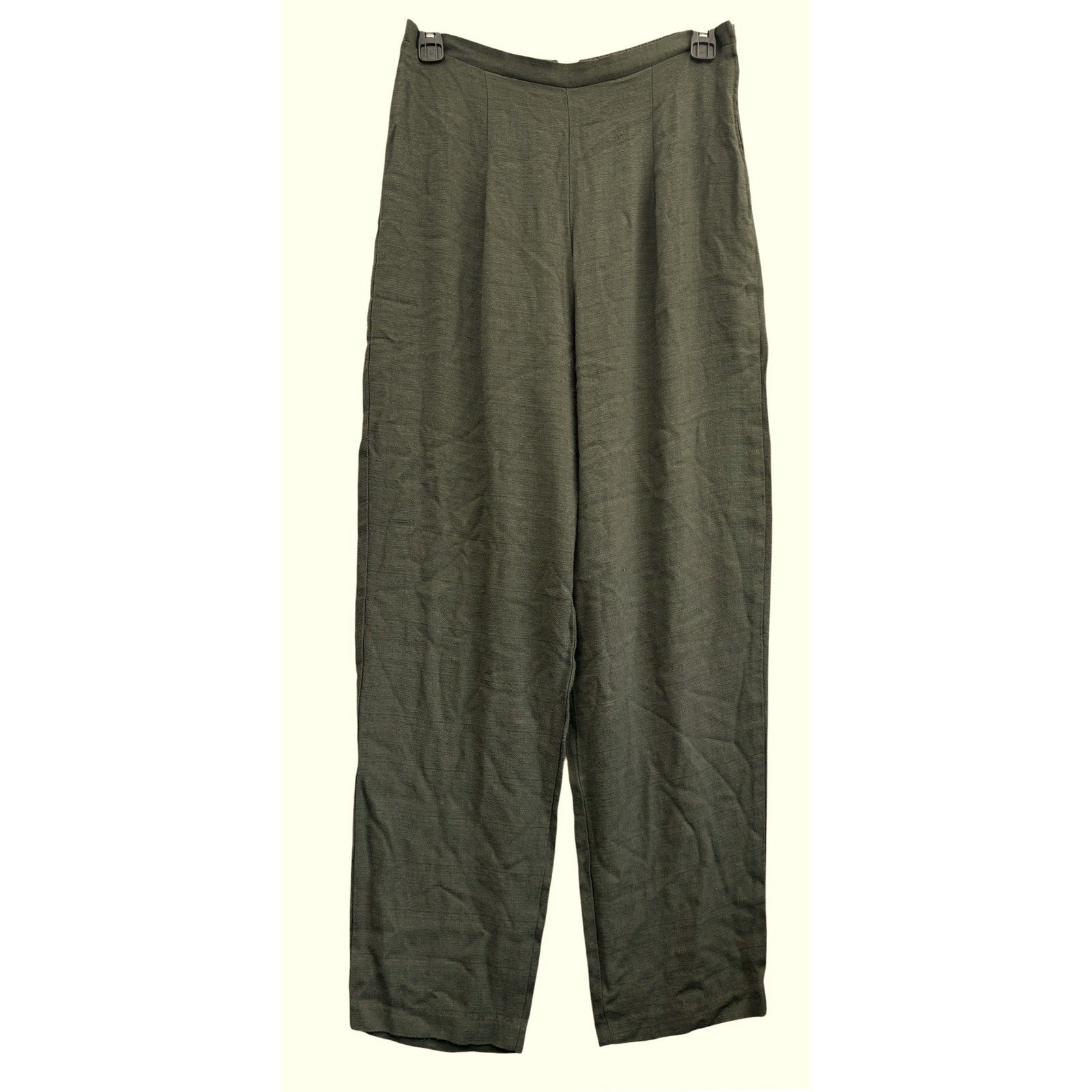 Vintage Olive Green Linen Blend Two Piece Dress Pants Set Cottagecore Chic 10