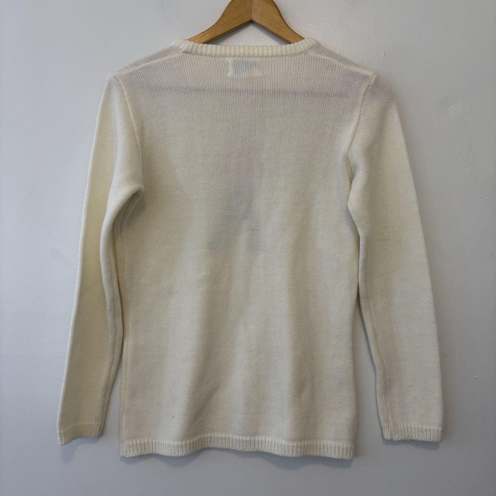 Vintage Spuncraft Knitting Mills Sweater Acrylic Women Medium Cross Stitch Girl