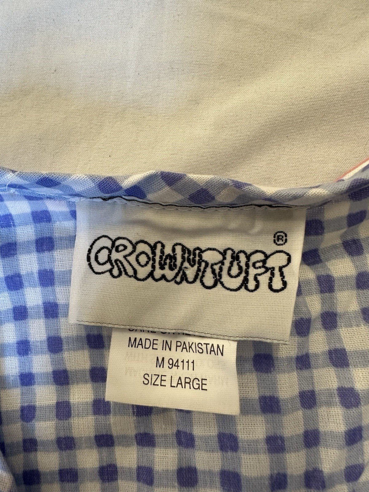 Vintage Crowntuft Housecoat Robe Dress Plaid Blue Full Zip Floral L Cottagecore