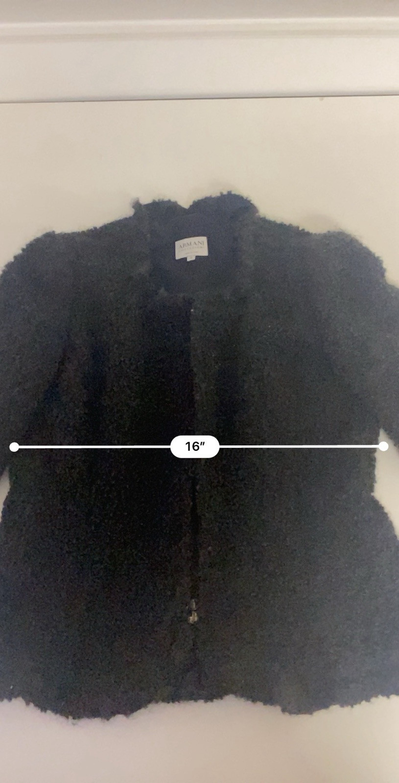 Armani Collezioni Jacket Alpaca Wool Blend Zip Textured Black Womens Size 10