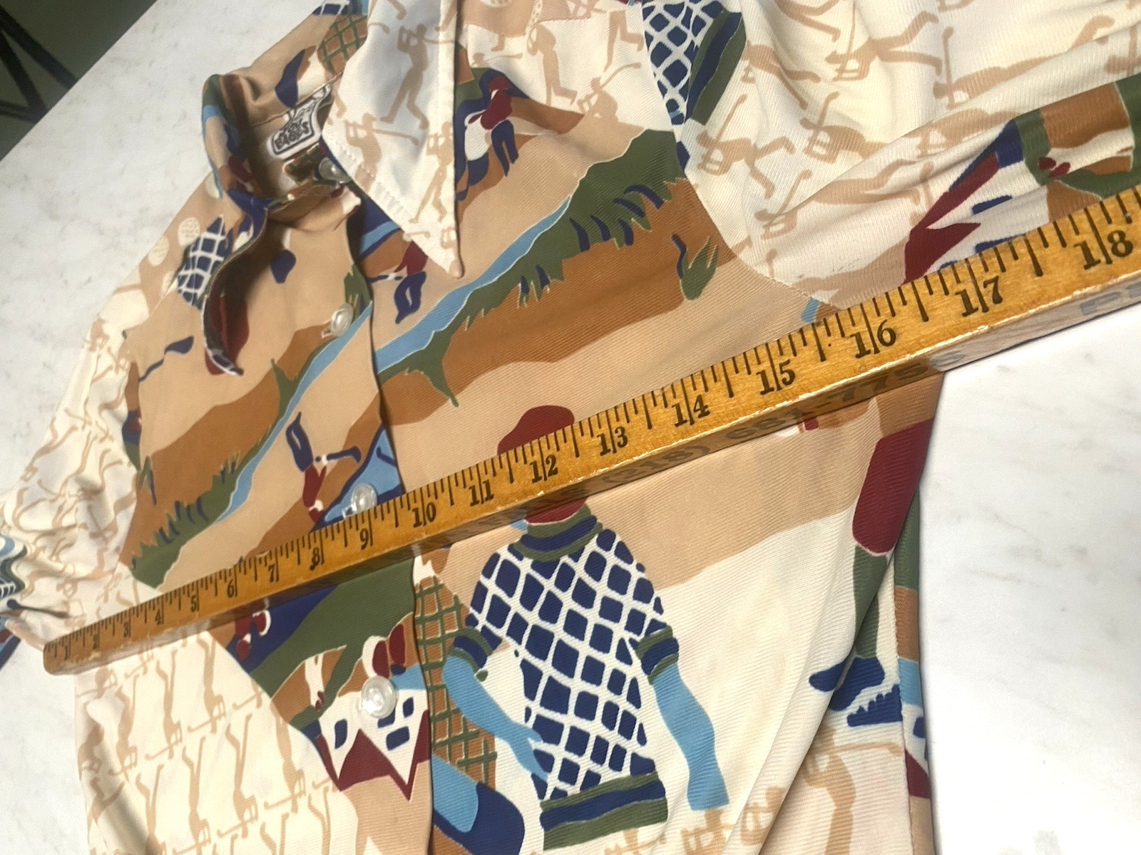 70s Vintage YOU BABES Funky Tie Waist Button up Golfers Knit Graphic