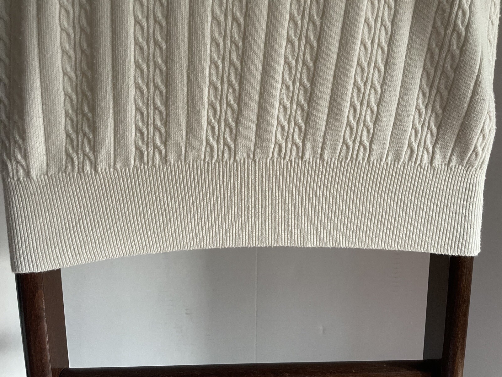 Vintage Yarnworks Sweater Med Cable Knit Shoulder Pads Short Sleeves Cream*