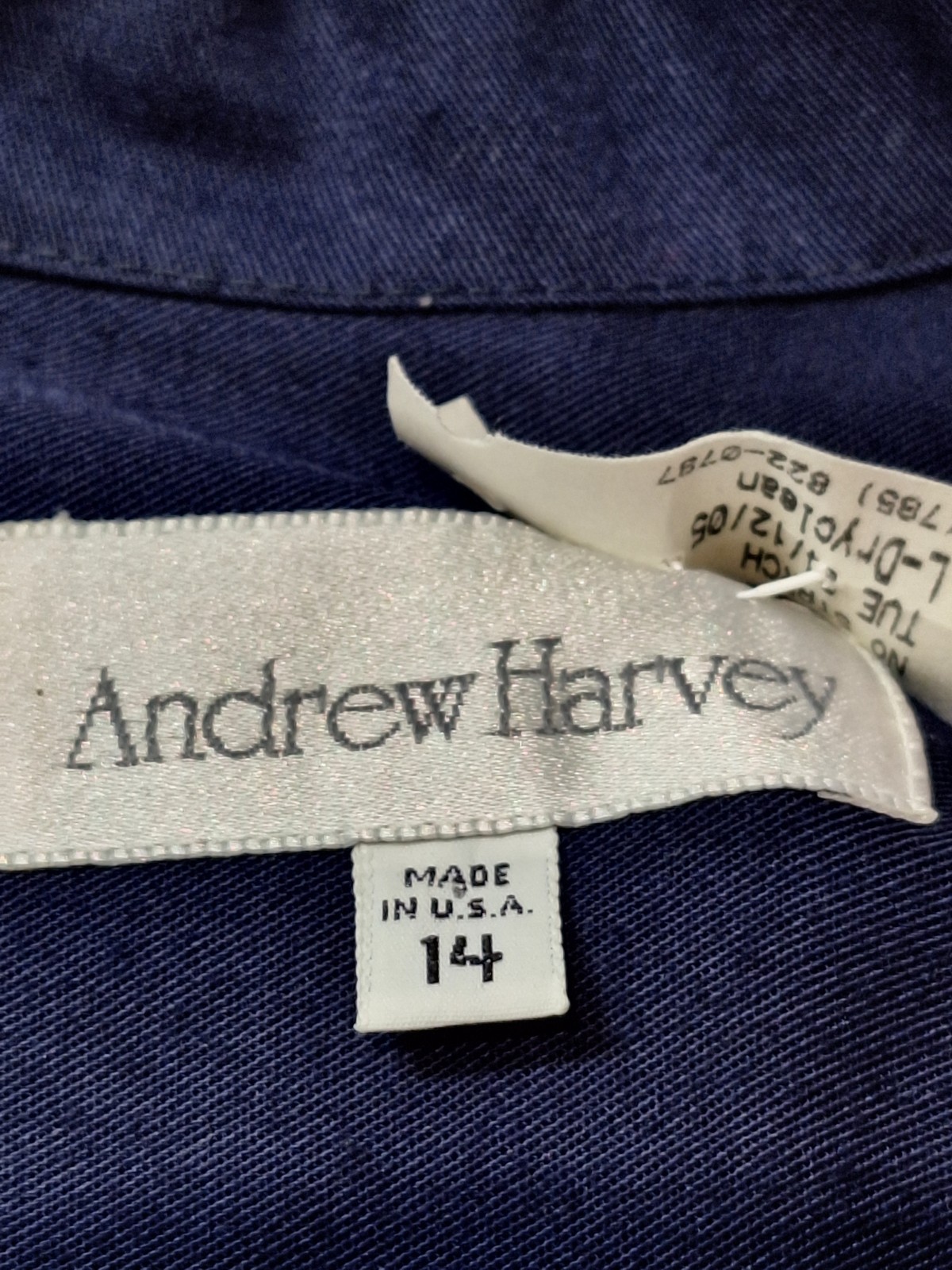 Vintage Andrew Harvey Dress Woman’s 14 Blue Button Up Long Polyester