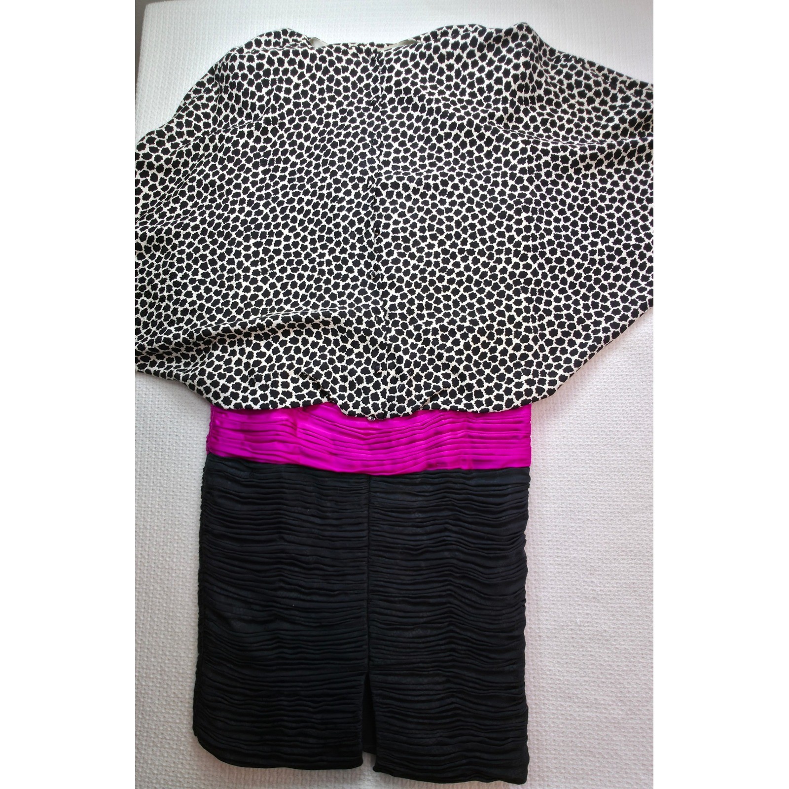 Saint Romei Sheath Dress Women 8 Black Multi 100% Silk Vintage EUC