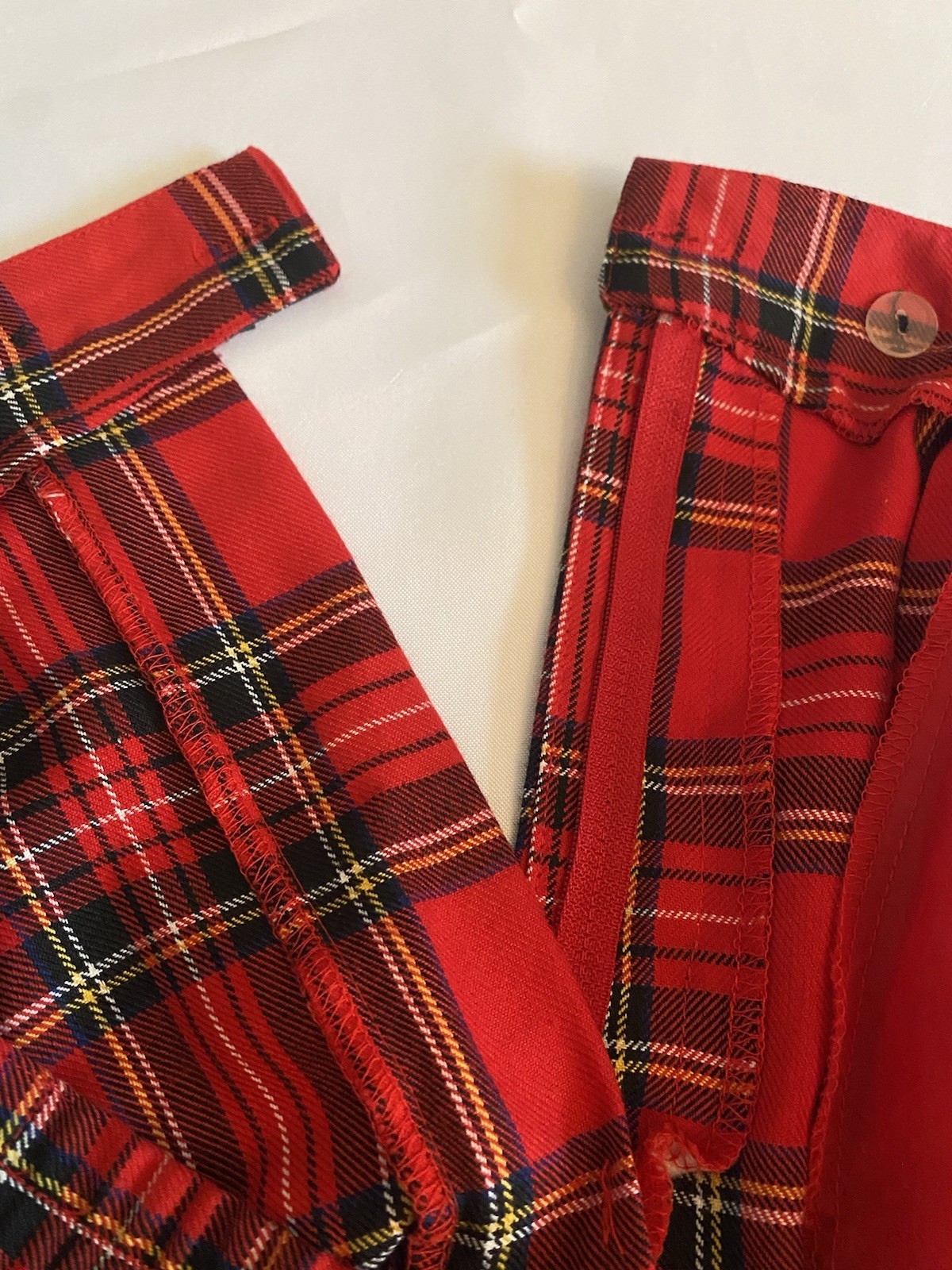 Leslie Fay High Waist Red Tartan Plaid Shorts Preppy City Classic Vintage Sz 16